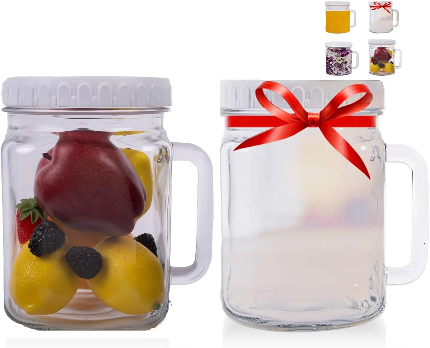 بطری های شیشه ای بزرگ دهان گشاد جوسجاهلی، 2160 میلی لیتر، با درب های محکم، ظروف شیشه ای برای نگهداری مواد غذایی، سازماندهی انبار - شکر، آرد، ترشی، قهوه، آبنبات و نگهداری در یخچال، بسته 2 عددی