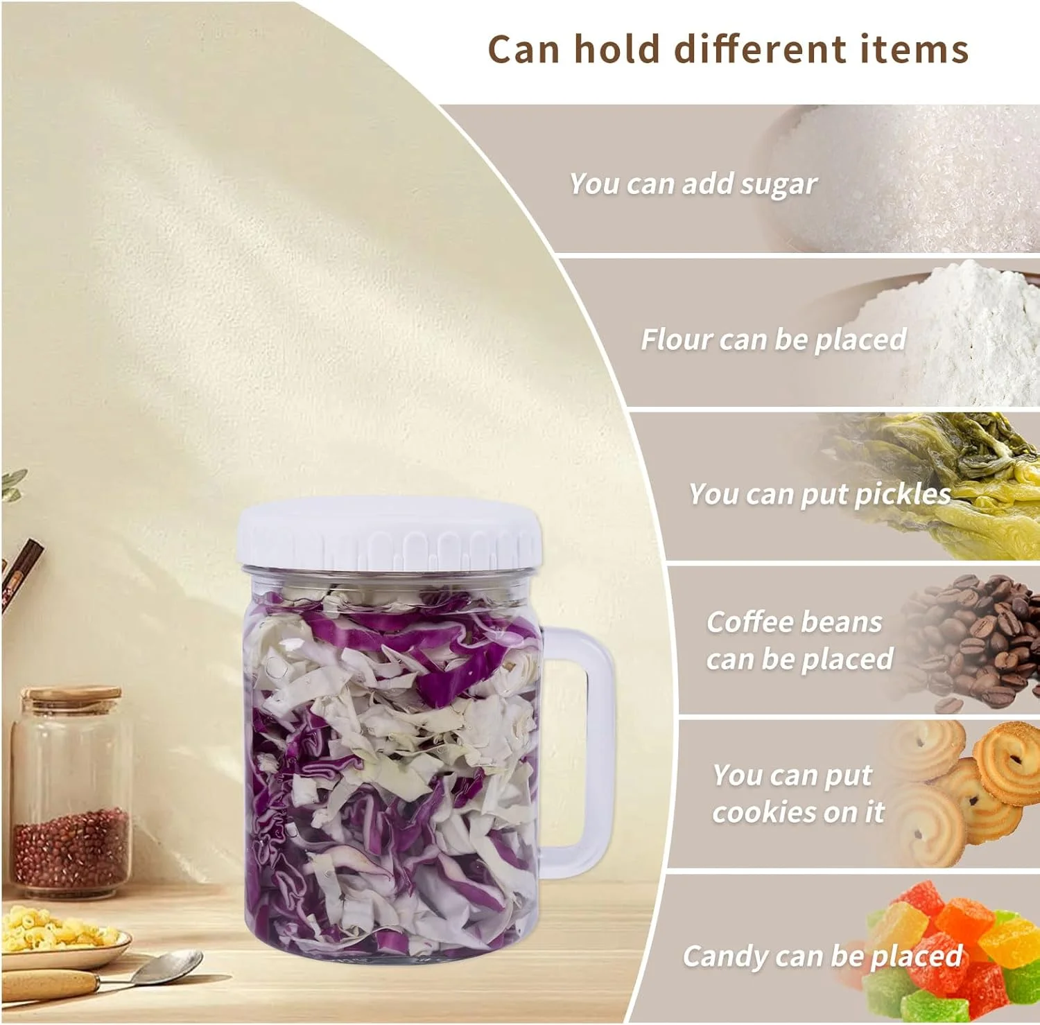 بطری های شیشه ای بزرگ دهان گشاد جوسجاهلی، 2160 میلی لیتر، با درب های محکم، ظروف شیشه ای برای نگهداری مواد غذایی، سازماندهی انبار - شکر، آرد، ترشی، قهوه، آبنبات و نگهداری در یخچال، بسته 2 عددی