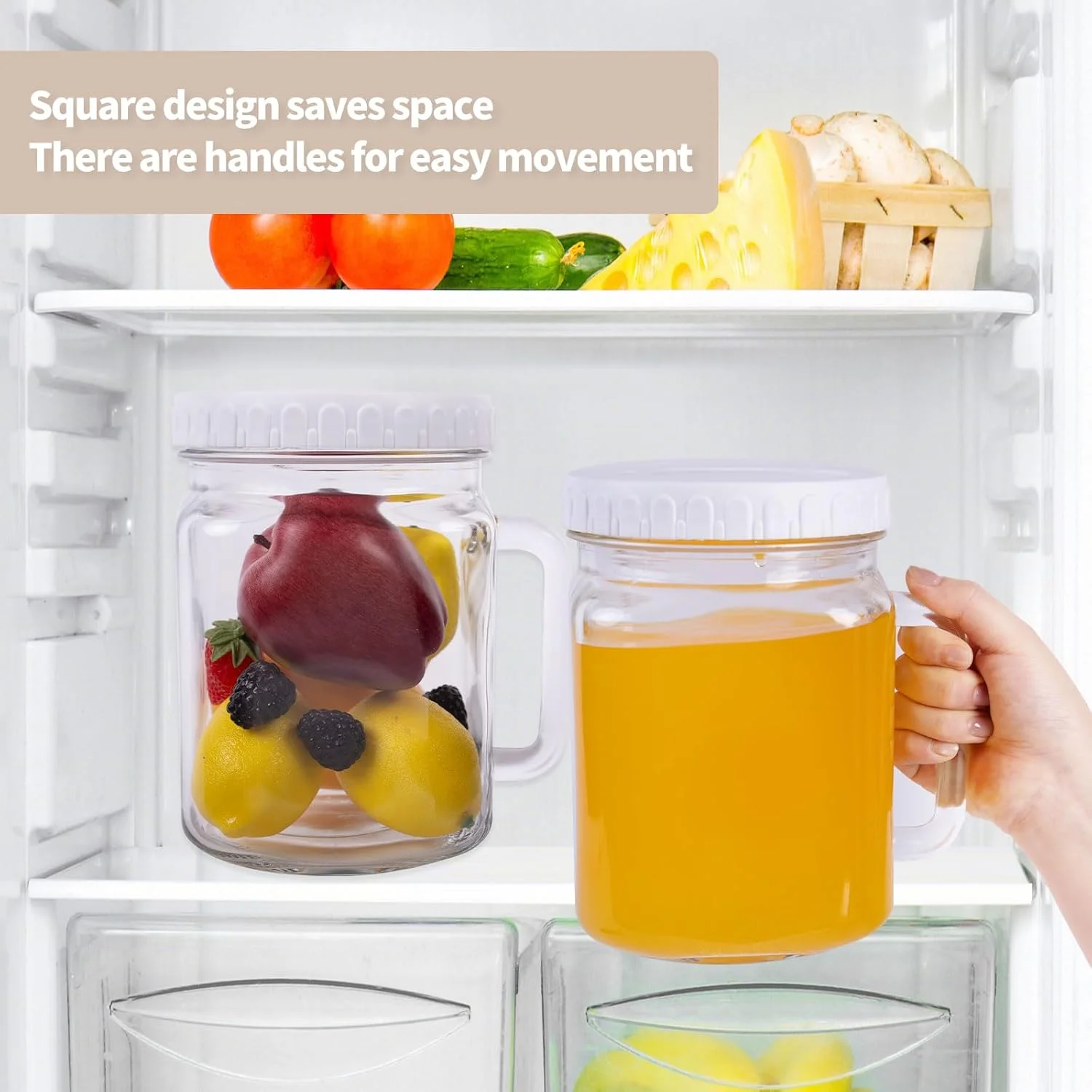 بطری های شیشه ای بزرگ دهان گشاد جوسجاهلی، 2160 میلی لیتر، با درب های محکم، ظروف شیشه ای برای نگهداری مواد غذایی، سازماندهی انبار - شکر، آرد، ترشی، قهوه، آبنبات و نگهداری در یخچال، بسته 2 عددی