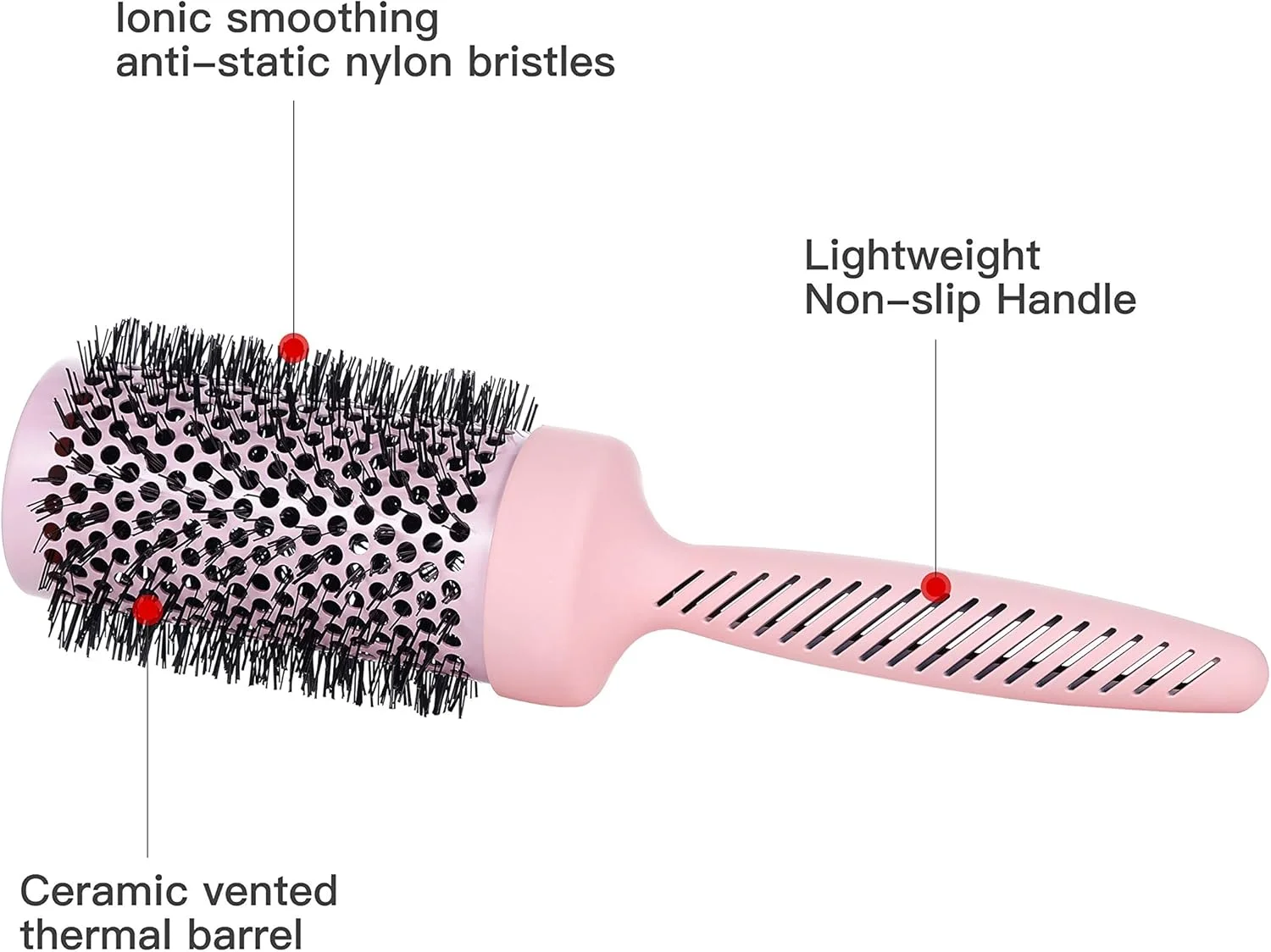 برس گرد سرامیکی بزرگ Perfehair برای خشک کردن مو، برس موی حرارتی یونی حرفه ای 2.9 اینچی برای حالت دادن، خشک کردن، فر کردن و صاف کردن موهای متوسط تا بلند موج دار یا فر - صورتی برس گرد سرامیکی بزرگ Perfehair برای خشک کردن مو، برس موی حرارتی یونی حرفه ای 2.9 اینچی برای حالت دادن، خشک کردن، فر کردن و صاف کردن موهای متوسط تا بلند موج دار یا فر - صورتی