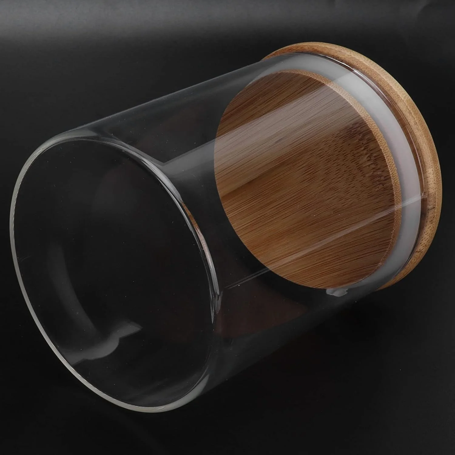 ظرف نگهداری گرد چوبی نیکو، ظرف غذای شیشه ای شفاف درب دار برای چای و قهوه آشپزخانه ظرف نگهداری گرد چوبی نیکو، ظرف غذای شیشه ای شفاف درب دار برای چای و قهوه آشپزخانه