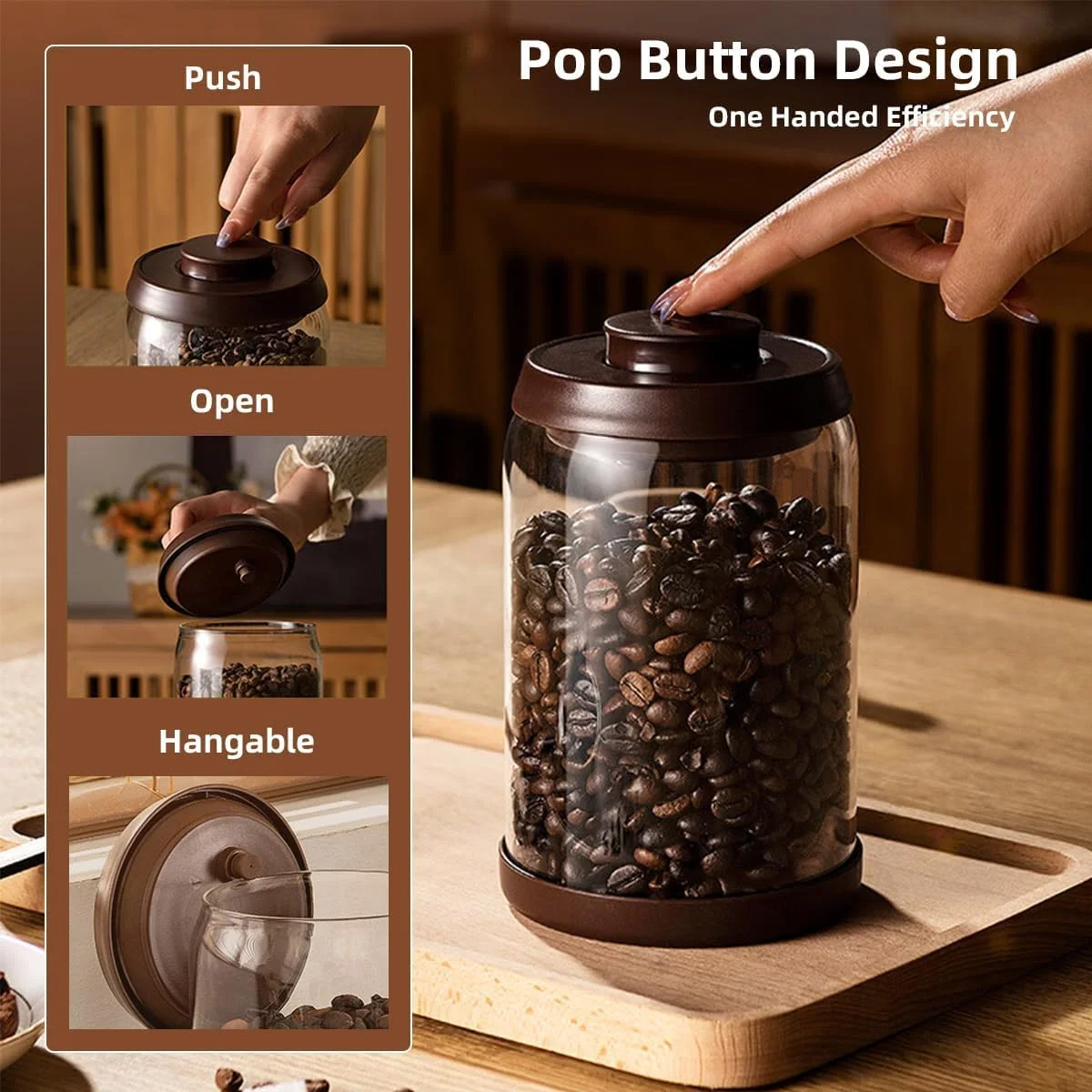 ظروف شیشه ای دوجداره برای نگهداری مواد غذایی - ظروف 900 میلی لیتری دربسته برای دانه های قهوه، شکر و چای برگ - شیشه های بوروسیلیکاتی مقاوم در برابر حرارت با درب های مهر و موم یک لمسی ظروف شیشه ای دوجداره برای نگهداری مواد غذایی - ظروف 900 میلی لیتری دربسته برای دانه های قهوه، شکر و چای برگ - شیشه های بوروسیلیکاتی مقاوم در برابر حرارت با درب های مهر و موم یک لمسی