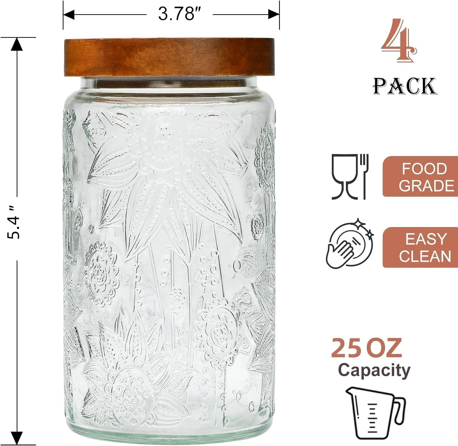 ست 4 عددی شیشه های ذخیره سازی DOOKOO، 700 میلی لیتر، شیشه های درب دار، شیشه های ذخیره سازی مواد غذایی درب چوبی، ظروف شیشه ای نگهداری مواد غذایی برای پیشخوان آشپزخانه، انبار، قهوه، چای، شکر، کلوچه، آبنبات ست 4 عددی شیشه های ذخیره سازی DOOKOO، 700 میلی لیتر، شیشه های درب دار، شیشه های ذخیره سازی مواد غذایی درب چوبی، ظروف شیشه ای نگهداری مواد غذایی برای پیشخوان آشپزخانه، انبار، قهوه، چای، شکر، کلوچه، آبنبات