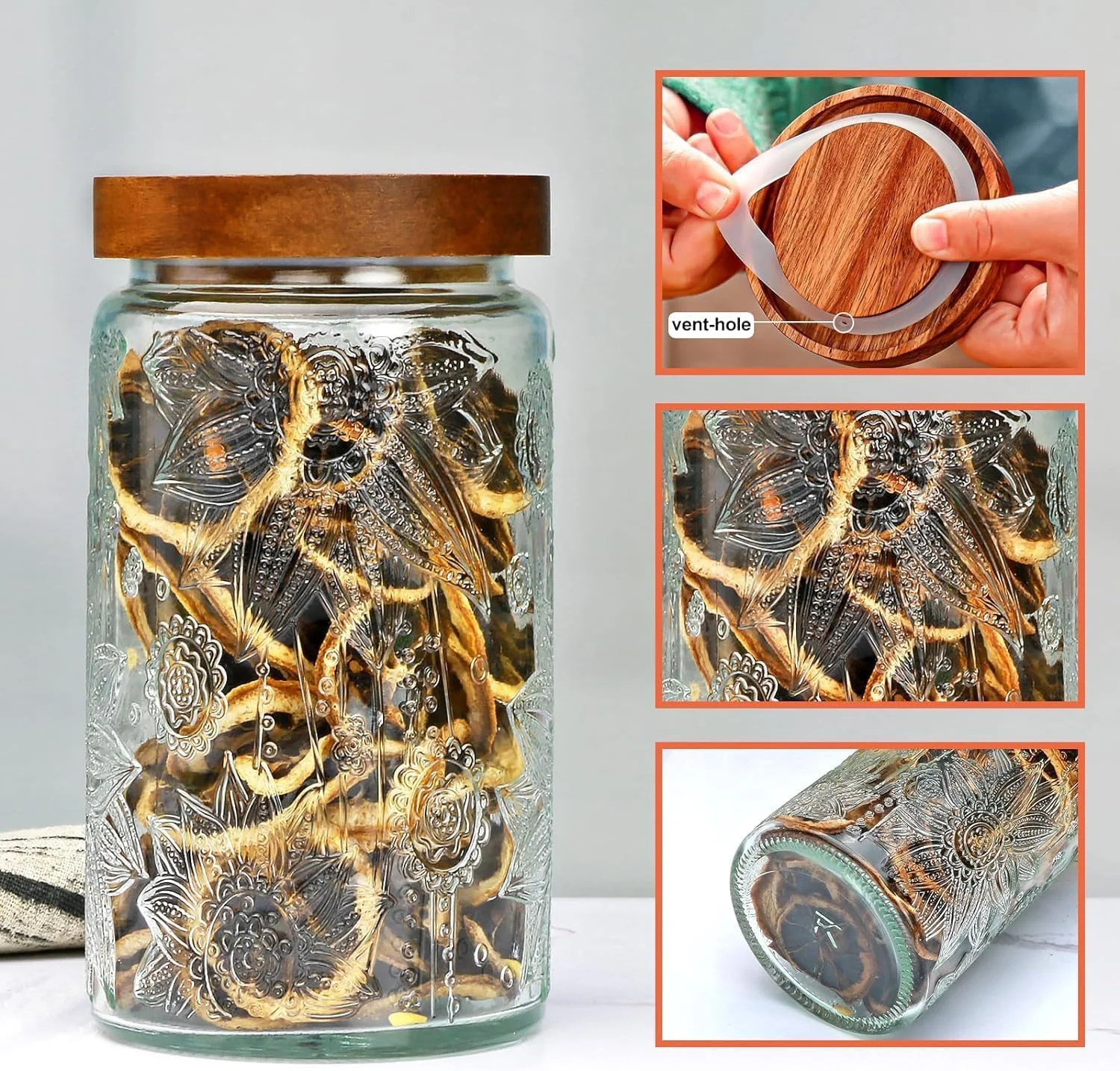 ست 4 عددی شیشه های ذخیره سازی DOOKOO، 700 میلی لیتر، شیشه های درب دار، شیشه های ذخیره سازی مواد غذایی درب چوبی، ظروف شیشه ای نگهداری مواد غذایی برای پیشخوان آشپزخانه، انبار، قهوه، چای، شکر، کلوچه، آبنبات ست 4 عددی شیشه های ذخیره سازی DOOKOO، 700 میلی لیتر، شیشه های درب دار، شیشه های ذخیره سازی مواد غذایی درب چوبی، ظروف شیشه ای نگهداری مواد غذایی برای پیشخوان آشپزخانه، انبار، قهوه، چای، شکر، کلوچه، آبنبات