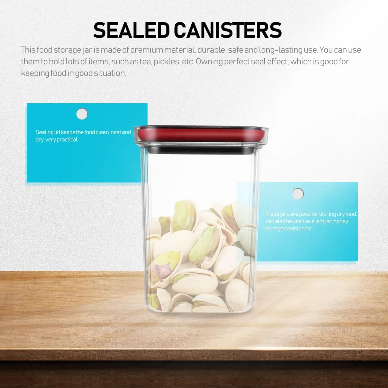 ظرف نگهداری پلاستیکی درب دار Cabilock برای غلات 1.5 لیتری، ظرف درب دار برای سازماندهی آشپزخانه و نگهداری در یخچال