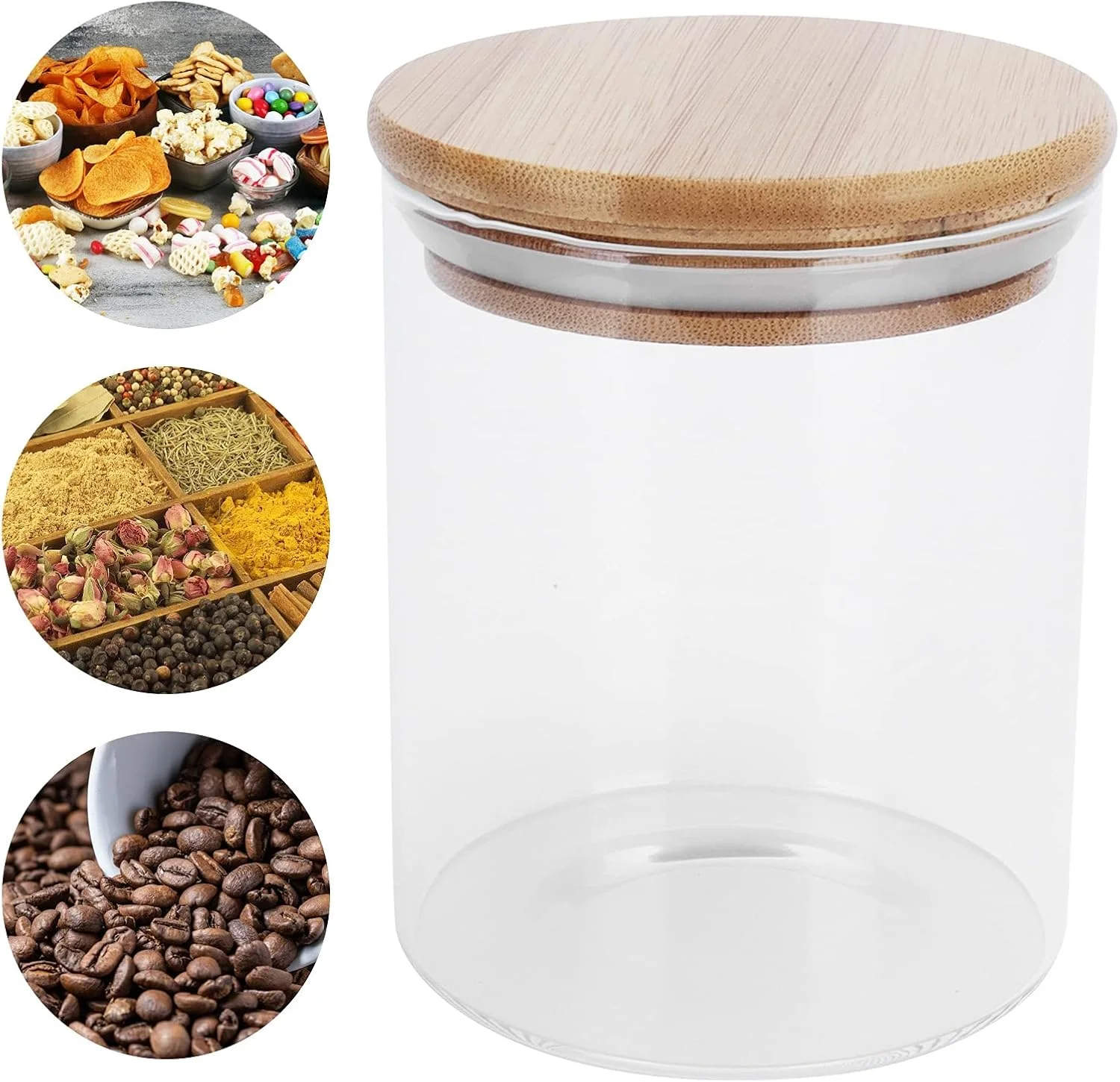 ظرف نگهداری گرد چوبی نیکو، ظرف غذای شیشه ای شفاف درب دار برای چای و قهوه آشپزخانه ظرف نگهداری گرد چوبی نیکو، ظرف غذای شیشه ای شفاف درب دار برای چای و قهوه آشپزخانه