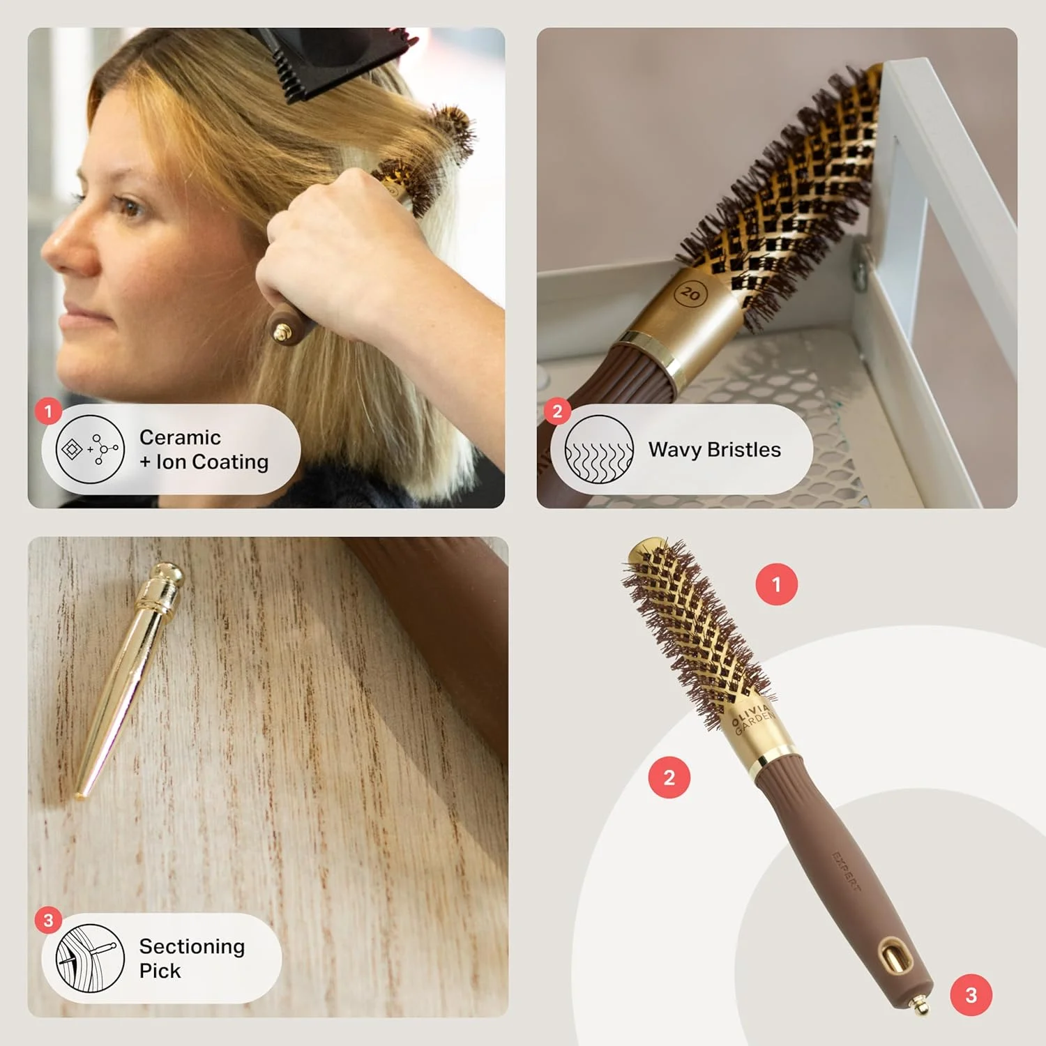 برس موی گرد الیویا گاردن - Expert Blowout Shine طلایی و قهوه ای - سایز 20 برس موی گرد الیویا گاردن - Expert Blowout Shine طلایی و قهوه ای - سایز 20