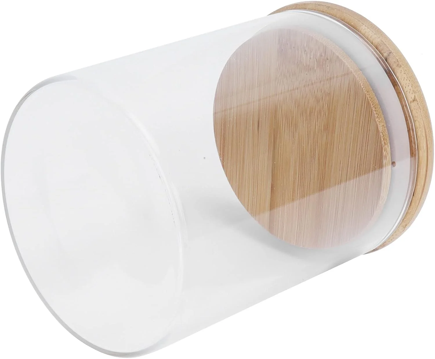 ظرف نگهداری گرد چوبی نیکو، ظرف غذای شیشه ای شفاف درب دار برای چای و قهوه آشپزخانه ظرف نگهداری گرد چوبی نیکو، ظرف غذای شیشه ای شفاف درب دار برای چای و قهوه آشپزخانه