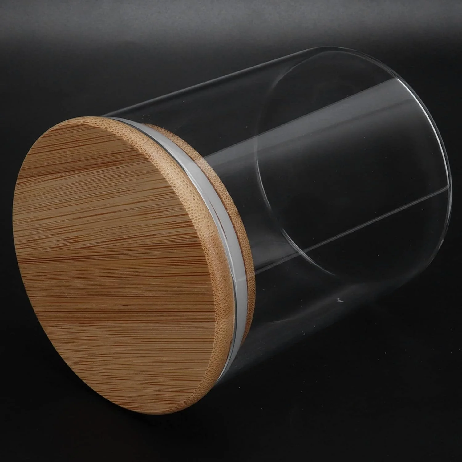 ظرف نگهداری گرد چوبی نیکو، ظرف غذای شیشه ای شفاف درب دار برای چای و قهوه آشپزخانه ظرف نگهداری گرد چوبی نیکو، ظرف غذای شیشه ای شفاف درب دار برای چای و قهوه آشپزخانه