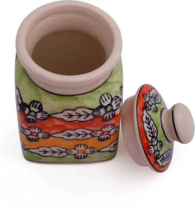 ظرف سرامیکی تزئینی با درب برای پیشخوان آشپزخانه، میز غذاخوری، لوازم جانبی منزل، چاشنی، ترشی، ادویه، قهوه، چای، قوطی شکر، نمک، گیاهان، نگهدارنده ظروف نگهداری مواد غذایی، دست ساز