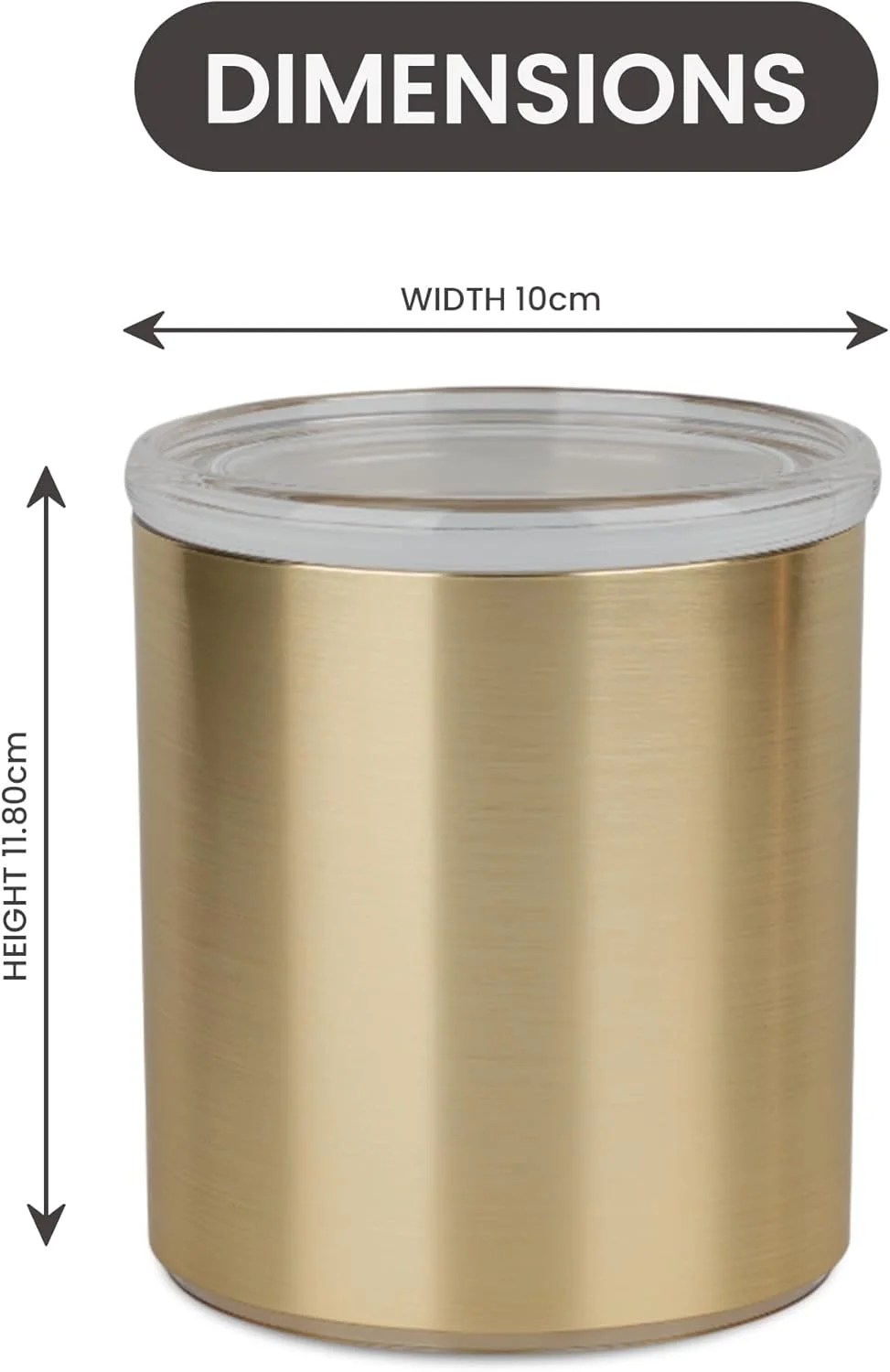 ظرف نگهداری صیقلی آشپزخانه Diveena - شیشه درب دار برای چای، شکر، قهوه، ادویه جات، بادوام و مقاوم در برابر زنگ زدگی، ظرف نگهداری آشپزخانه برای روی میز یا هدیه | طلایی بزرگ