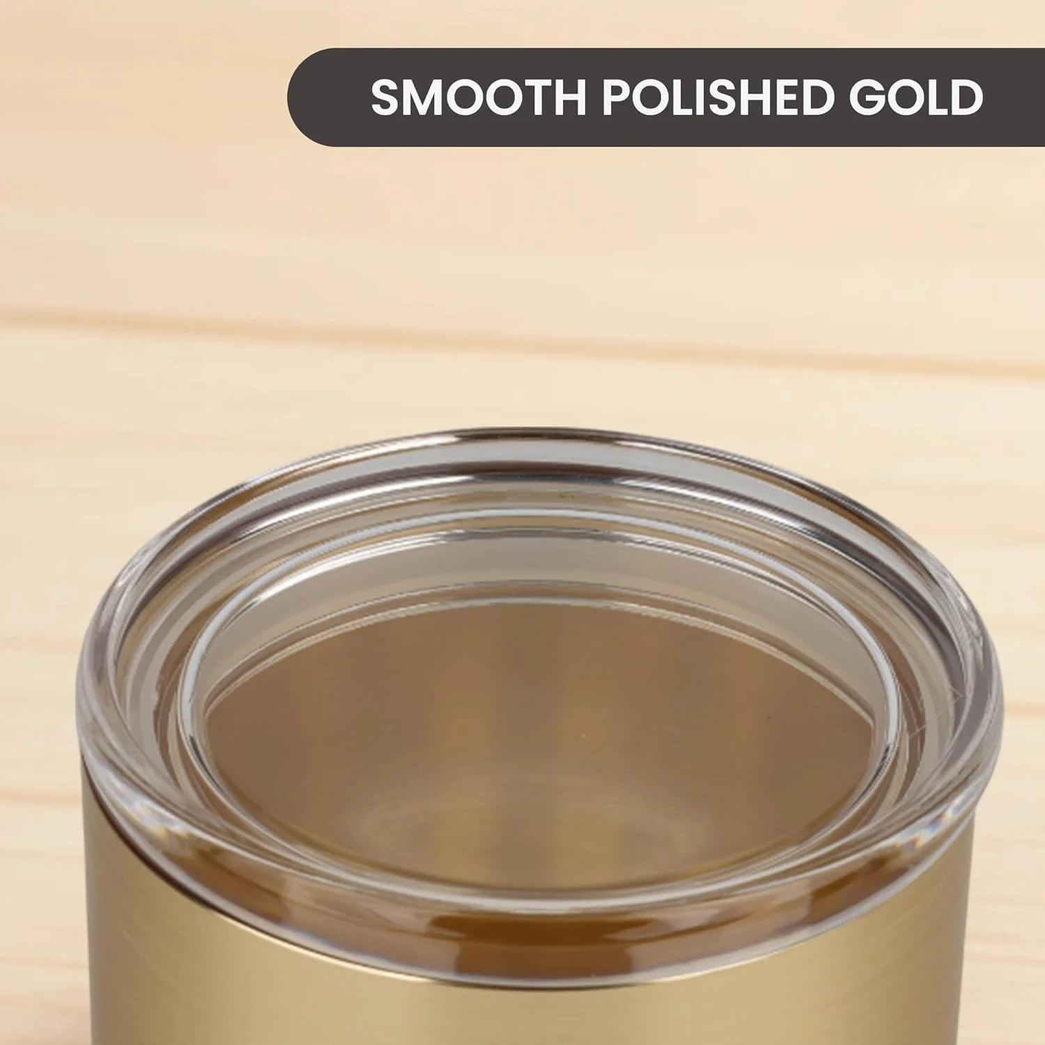 ظرف نگهداری صیقلی آشپزخانه Diveena - شیشه درب دار برای چای، شکر، قهوه، ادویه جات، بادوام و مقاوم در برابر زنگ زدگی، ظرف نگهداری آشپزخانه برای روی میز یا هدیه | طلایی بزرگ