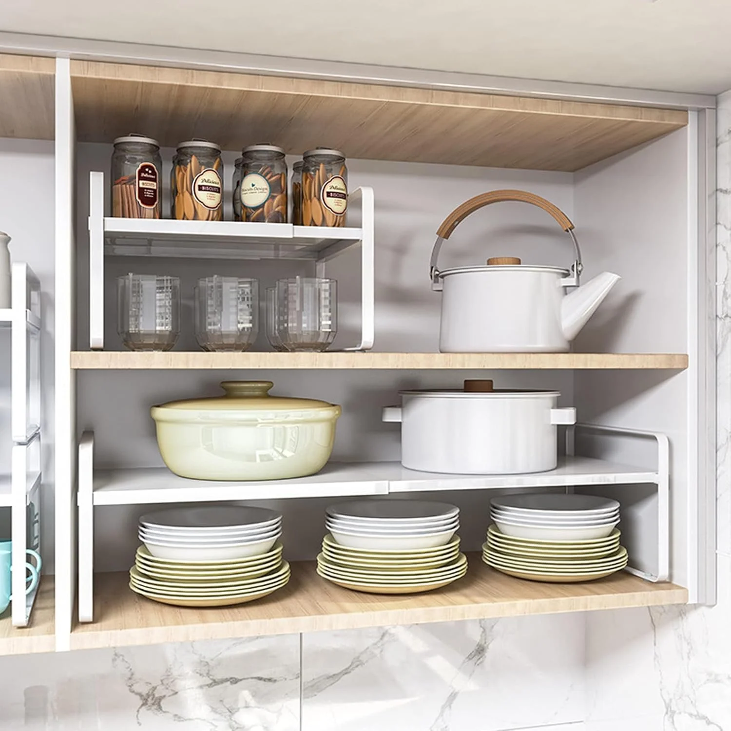 قفسه سازمان دهنده رومیزی قابل گسترش DOOKOO، قفسه آشپزخانه چند منظوره متحرک، قفسه ادویه، قفسه کابینت، قفسه انباری زیر سینک (سفید) قفسه سازمان دهنده رومیزی قابل گسترش DOOKOO، قفسه آشپزخانه چند منظوره متحرک، قفسه ادویه، قفسه کابینت، قفسه انباری زیر سینک (سفید)