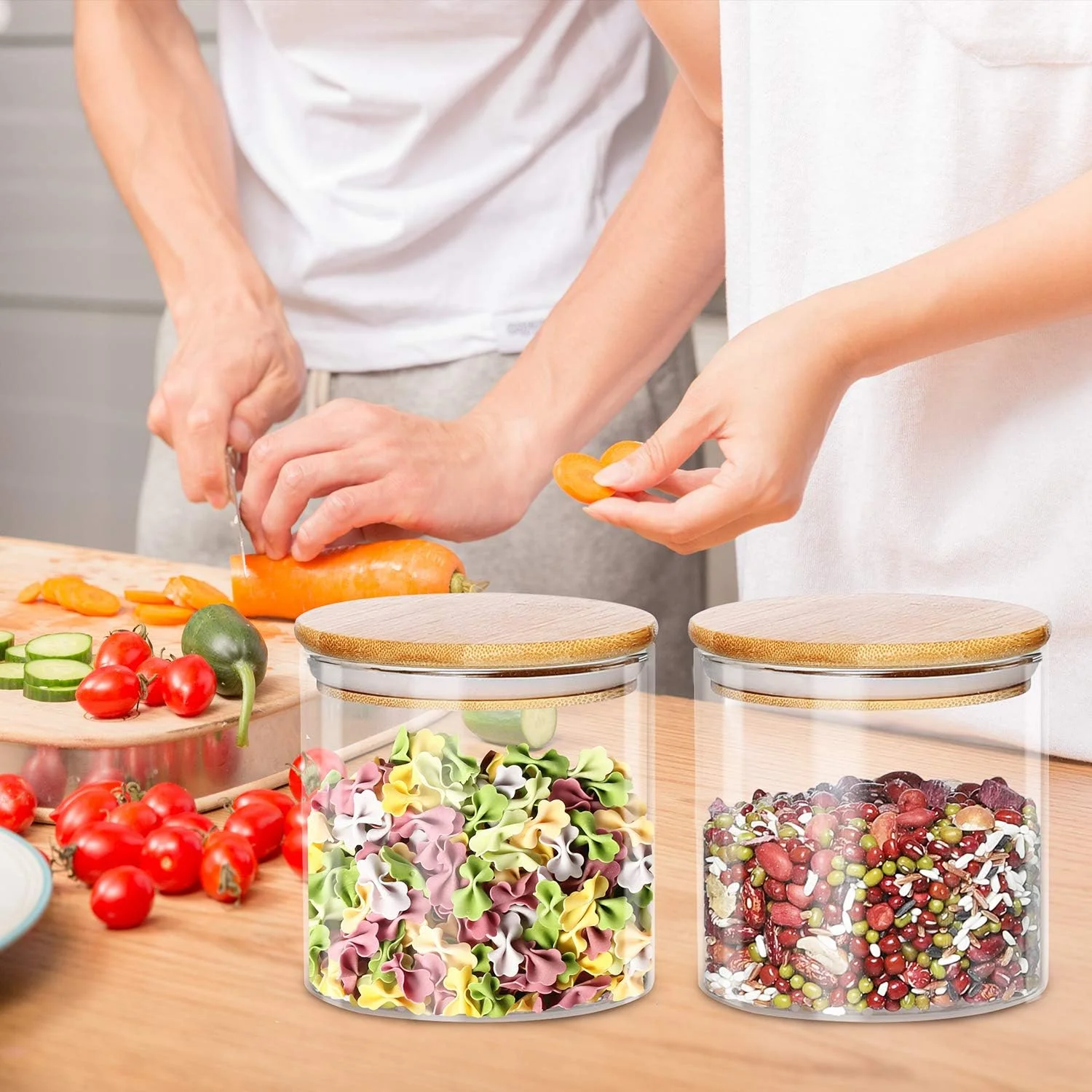 ست 4 عددی ظروف شیشه ای Dabacc با درب بامبو، ظروف آشپزخانه شیشه ای شفاف برای نگهداری مواد غذایی خشک، کلوچه، آب نبات، ادویه جات، دانه های قهوه و موارد دیگر، 550 میلی لیتر ست 4 عددی ظروف شیشه ای Dabacc با درب بامبو، ظروف آشپزخانه شیشه ای شفاف برای نگهداری مواد غذایی خشک، کلوچه، آب نبات، ادویه جات، دانه های قهوه و موارد دیگر، 550 میلی لیتر