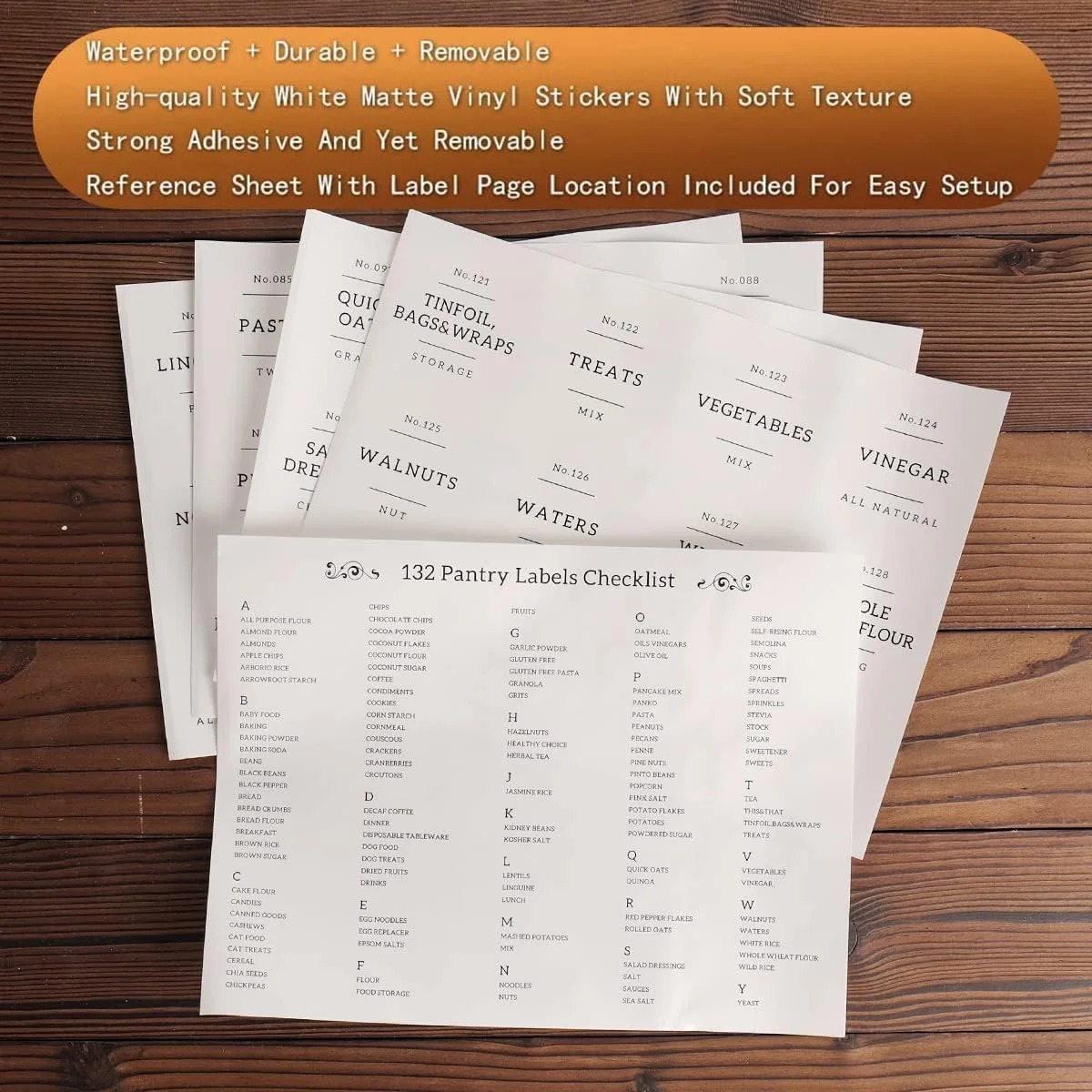 ست 4 تایی ظروف شیشه ای مربعی CZZGSM با درب بامبو و قاشق - ظروف نگهداری مواد غذایی شیشه ای بوروسیلیکات 800 میلی لیتری درب دار با 132 برچسب برای قهوه، چای، شکر