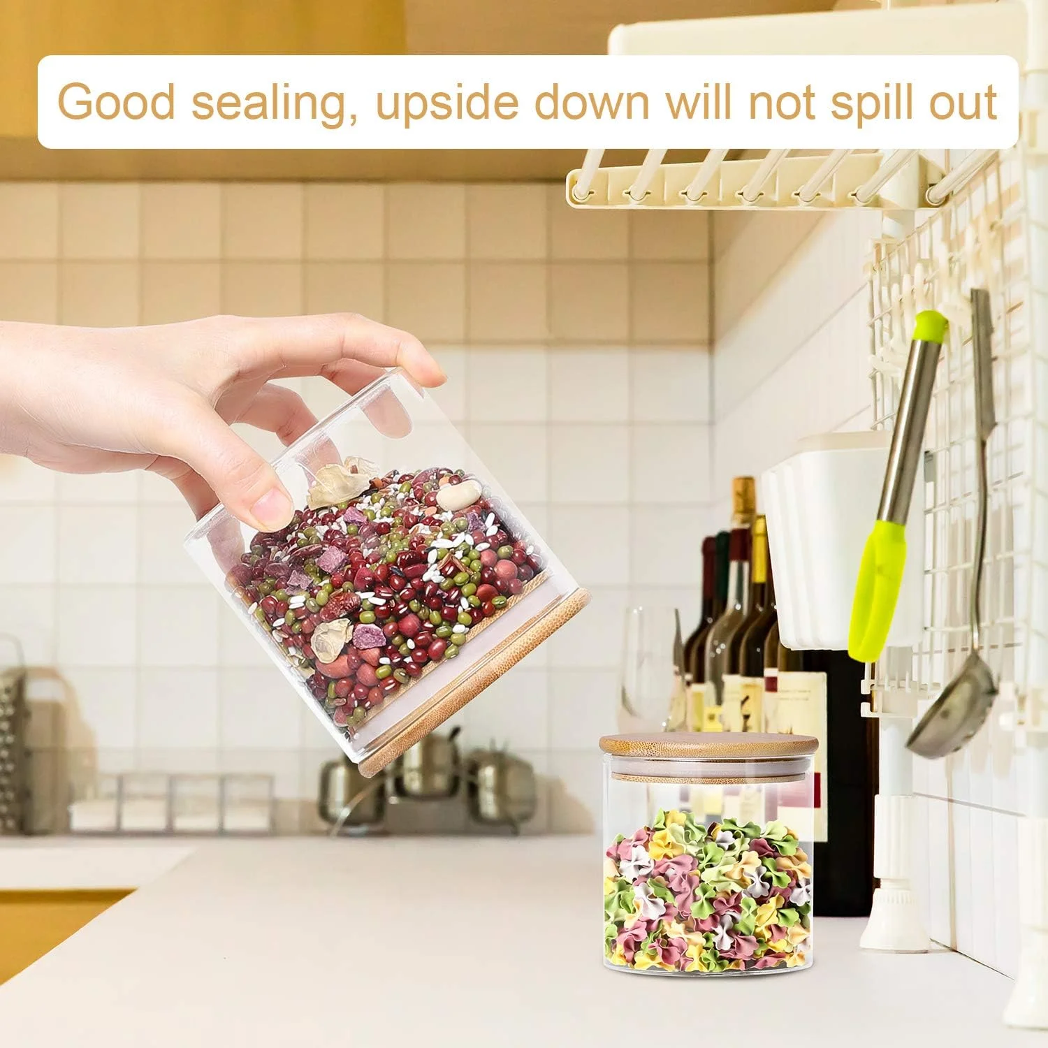 ست 4 عددی ظروف شیشه ای Dabacc با درب بامبو، ظروف آشپزخانه شیشه ای شفاف برای نگهداری مواد غذایی خشک، کلوچه، آب نبات، ادویه جات، دانه های قهوه و موارد دیگر، 550 میلی لیتر ست 4 عددی ظروف شیشه ای Dabacc با درب بامبو، ظروف آشپزخانه شیشه ای شفاف برای نگهداری مواد غذایی خشک، کلوچه، آب نبات، ادویه جات، دانه های قهوه و موارد دیگر، 550 میلی لیتر