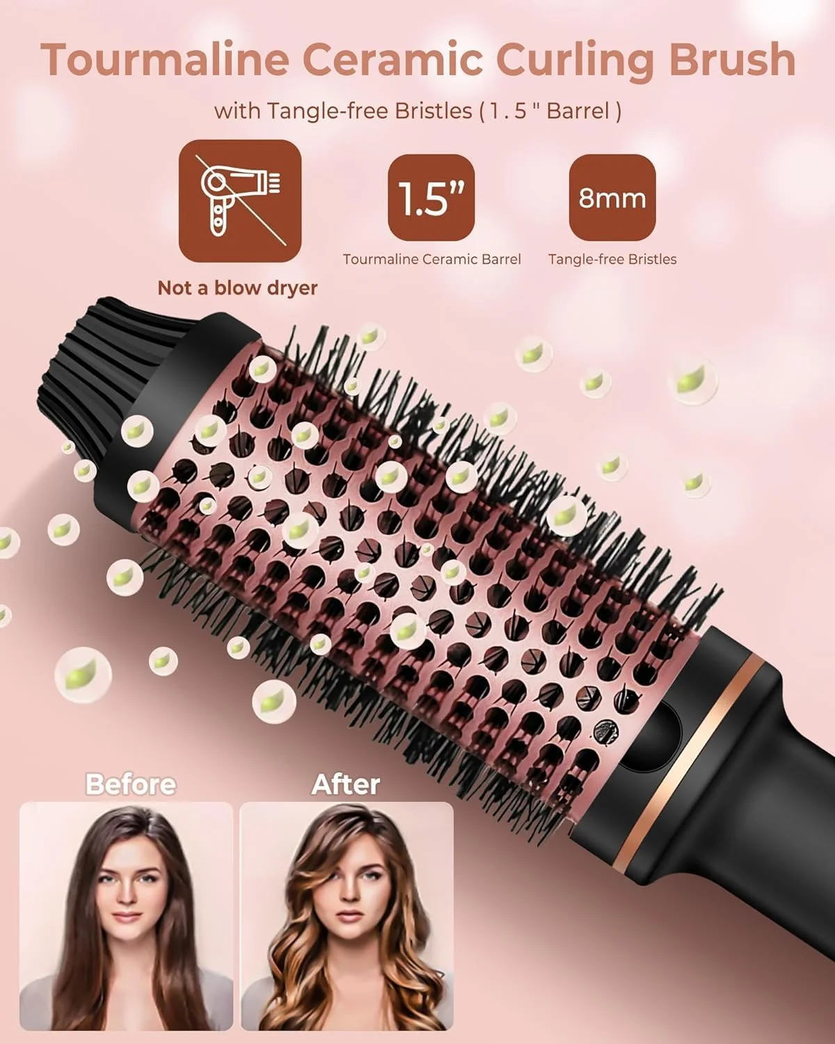 برس فر کننده مو سرامیکی تورمالین یونی NALACAL با قطر 1.5 اینچ، برس حرارتی گرد با صفحه نمایش LCD و دمای قابل تنظیم 120-210 درجه سانتیگراد، طراحی ضد گره خوردگی، ولتاژ دوگانه برای مسافرت، ایجاد کننده حجم و موج (1 عدد) برس فر کننده مو سرامیکی تورمالین یونی NALACAL با قطر 1.5 اینچ، برس حرارتی گرد با صفحه نمایش LCD و دمای قابل تنظیم 120-210 درجه سانتیگراد، طراحی ضد گره خوردگی، ولتاژ دوگانه برای مسافرت، ایجاد کننده حجم و موج (1 عدد)