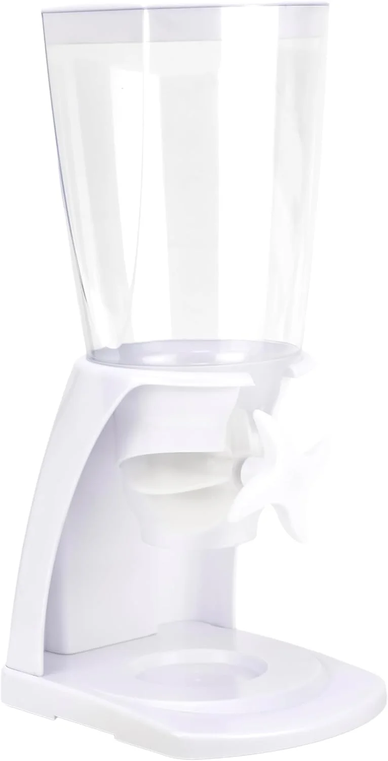 ظرف نگهداری غلات برای مواد غذایی خشک، حبوبات، آبنبات و تنقلات - ظرفیت بزرگ - قابل نصب روی دیوار یا روی میز برای آشپزخانه و انبار - سفید