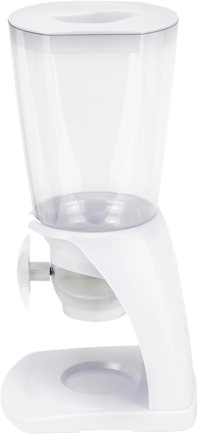 ظرف نگهداری غلات برای مواد غذایی خشک، حبوبات، آبنبات و تنقلات - ظرفیت بزرگ - قابل نصب روی دیوار یا روی میز برای آشپزخانه و انبار - سفید