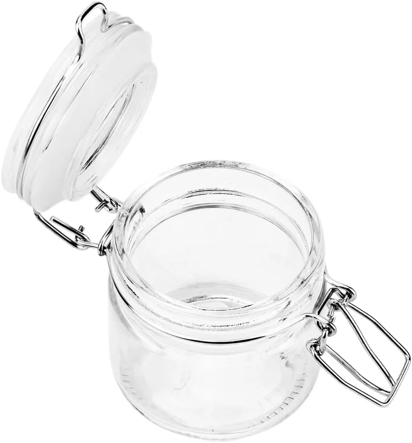 ظرف شیشه ای شفاف 110 میلی لیتری Cuisine Art با قفل گیره ای هواگیر - ظرف شیشه ای سودا لایم بادوام با حلقه آب بندی برای ادویه جات، گیاهان، میوه های خشک، ترشیجات، مربا و نگهداری مواد غذایی