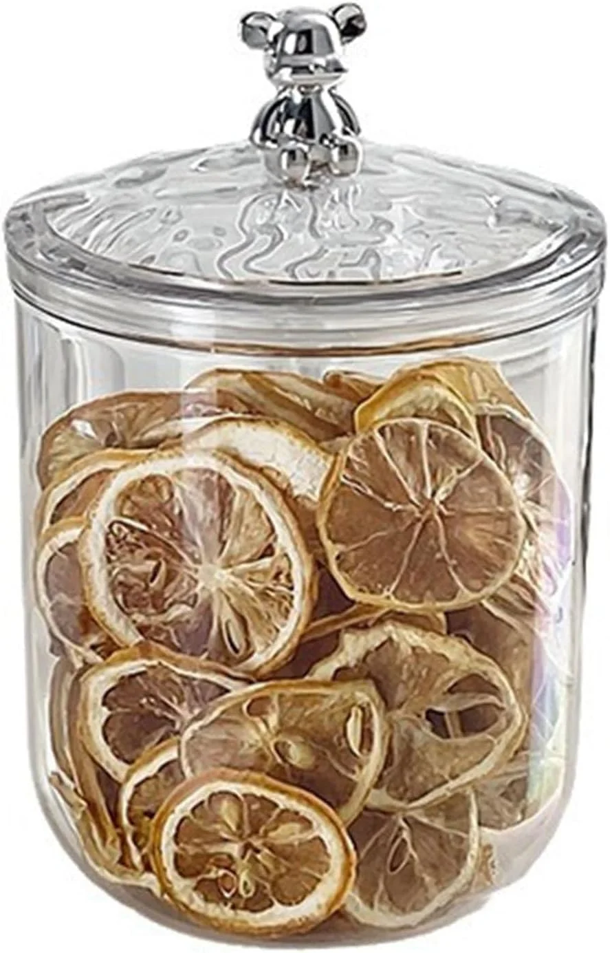 ظرف شیشه ای، ظرف قهوه، ظرف آبنبات با درب، ظرف نگهداری شیشه ای، ظرف کوکی شیشه ای، مخزن مهر و موم شده با نفوذپذیری بالا با طرح موج آب، برای نگهداری میوه خشک، چای گل چند دانه ای 1400 میلی لیتر