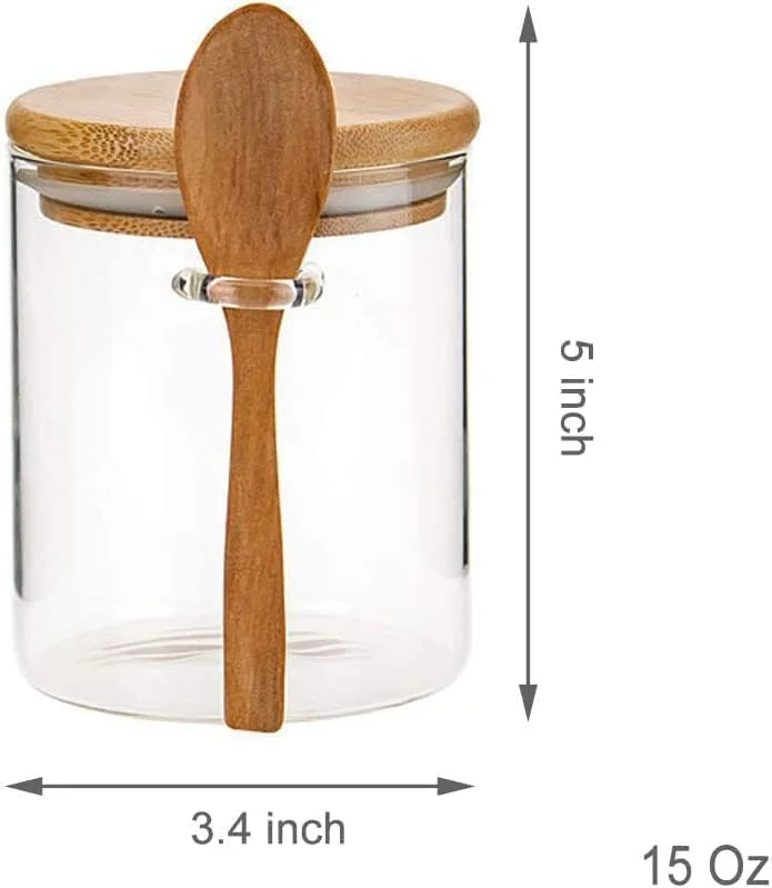 ظروف شیشه ای شفاف 450 میلی لیتری برای نگهداری مواد غذایی در آشپزخانه به همراه قاشق چوبی، ظروف کوچک درب دار با درب بامبو، ظروف نگهداری مواد غذایی با درب محکم ظروف شیشه ای شفاف 450 میلی لیتری برای نگهداری مواد غذایی در آشپزخانه به همراه قاشق چوبی، ظروف کوچک درب دار با درب بامبو، ظروف نگهداری مواد غذایی با درب محکم