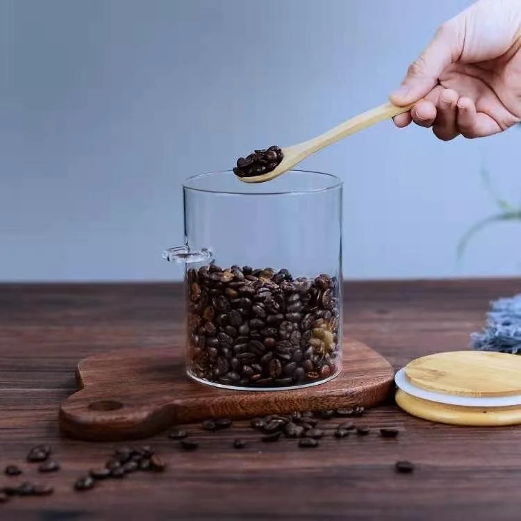 ظروف شیشه ای شفاف 450 میلی لیتری برای نگهداری مواد غذایی در آشپزخانه به همراه قاشق چوبی، ظروف کوچک درب دار با درب بامبو، ظروف نگهداری مواد غذایی با درب محکم ظروف شیشه ای شفاف 450 میلی لیتری برای نگهداری مواد غذایی در آشپزخانه به همراه قاشق چوبی، ظروف کوچک درب دار با درب بامبو، ظروف نگهداری مواد غذایی با درب محکم