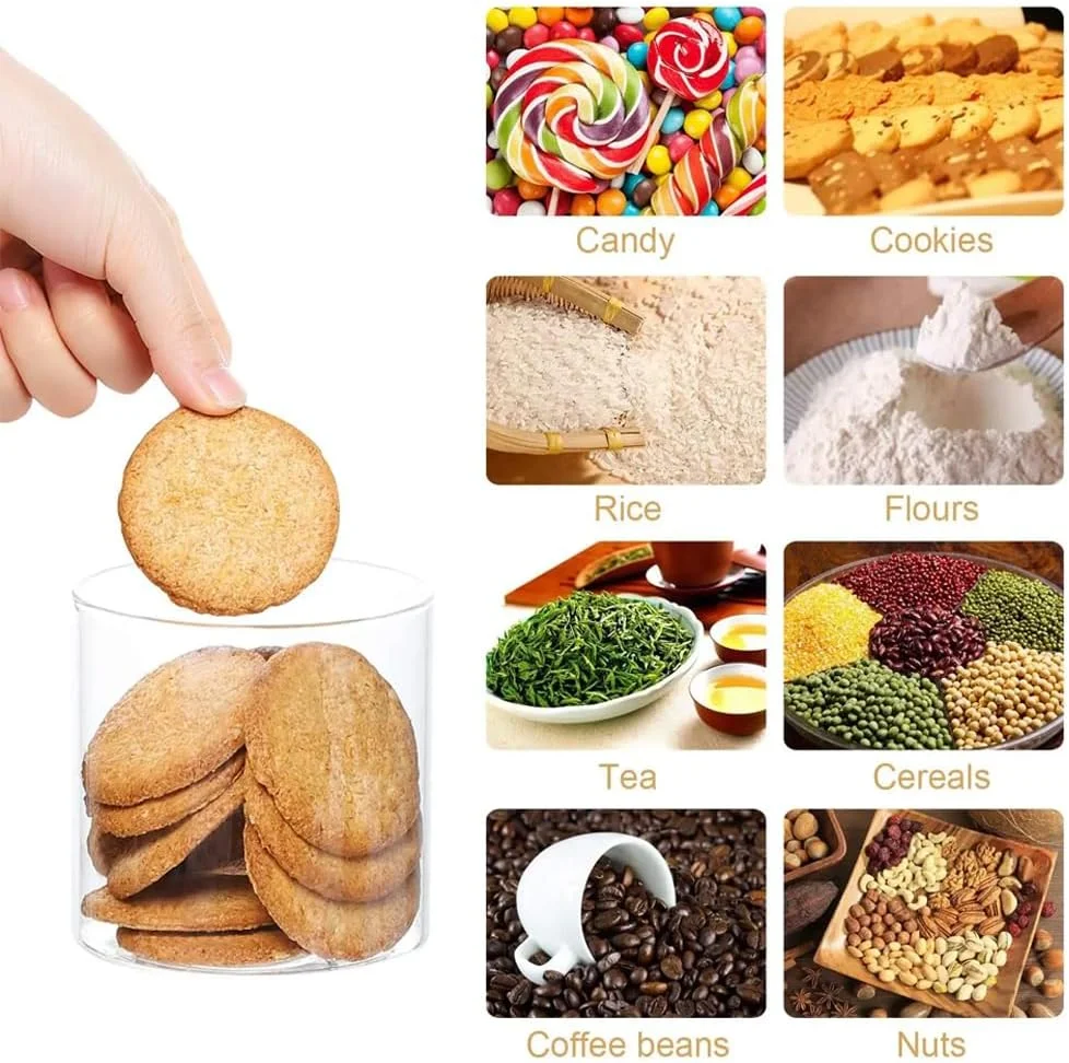 ست 4 تایی ظروف شیشه ای ممتاز نگهداری مواد غذایی خشک با درب بامبو | ظروف نگهداری آشپزخانه قابل چیدن برای سازماندهی و حفظ تازگی