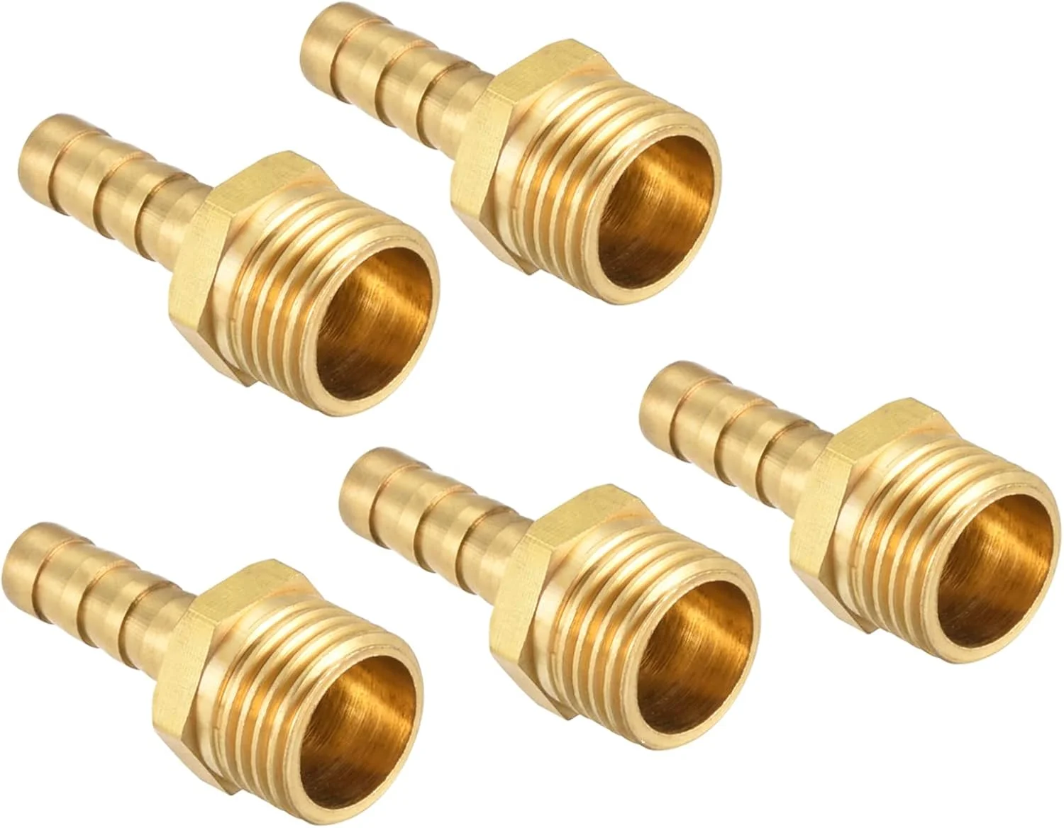 اتصال شیلنگ مستقیم برنجی QUARKZMAN، 6 میلی متر ریش به G1/4 نر، مناسب برای شیلنگ های پنوماتیک هوا، آب و سوخت، طلایی، بسته 5 عددی