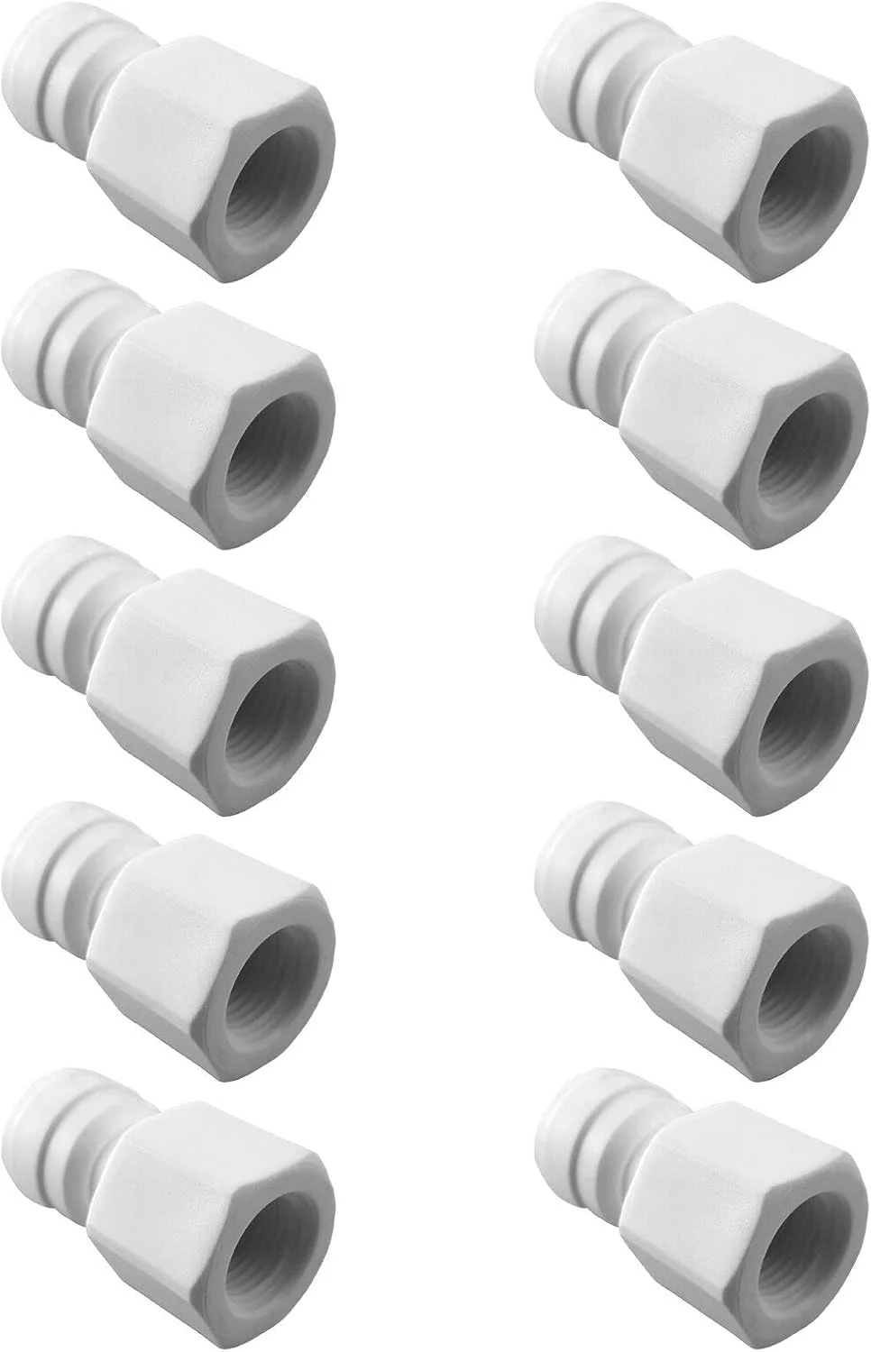اتصالات فشاری پلاستیکی قابل استفاده مجدد PureSec، آداپتور اتصالات لوله رزوه ای مادگی 1/4 اینچ مادگی x 1/4 اینچ قطر خارجی لوله برای سیستم RODI (10 عدد، رزوه مادگی 1/4 اینچ * قطر خارجی 1/4 اینچ)