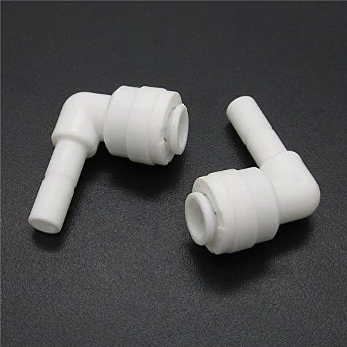 اتصال زانویی فیلتر آب Pxyelec سایز 1/4 اینچ، اتصال لوله، شامل 5 عدد گیره قفل پلاستیکی برای سیستم آب اسمز معکوس، بسته 5 عددی