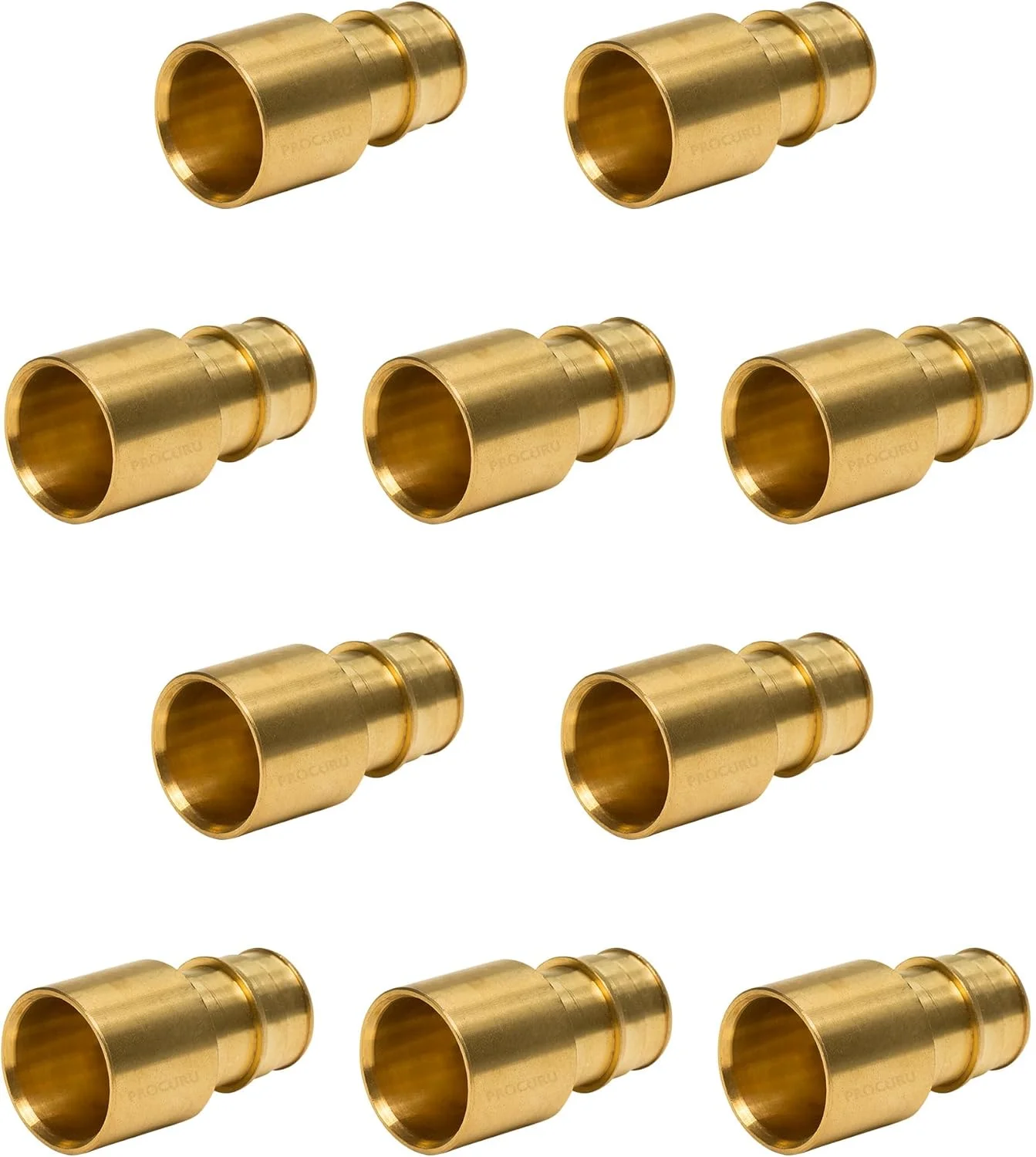 پک 10 عددی PROCURU، اتصالات 1/2 اینچ PEX-A به 1/2 اینچ مادگی، اتصالات لوله کشی برنجی انبساطی PEX-A F1960 (مناسب برای لوله مسی 1/2 اینچ)