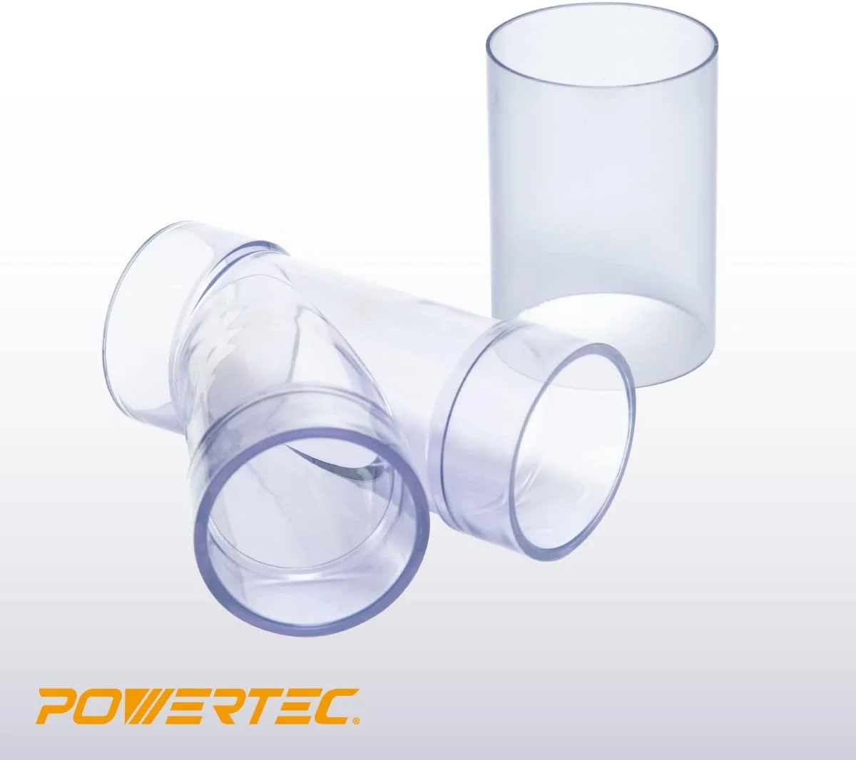 اتصال Y شکل POWERTEC 70320-P2V با قطر داخلی 2-1/2 اینچ برای لوله های قطر خارجی یا اتصالات قطر خارجی، به همراه اتصال برای اتصال شلنگ گرد و غبار، 2 عدد