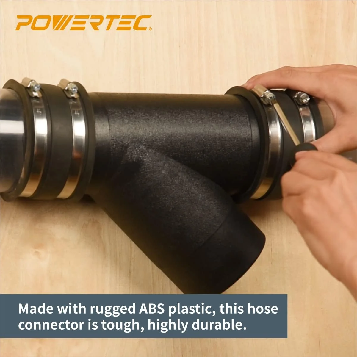 اتصال Y شکل 4 اینچی POWERTEC 70106 برای سیستم جمع آوری گرد و غبار، مشکی