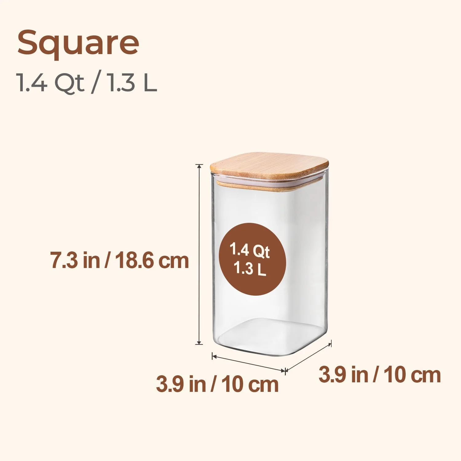 ظروف نگهداری شیشه ای ComSaf با درب، ظروف شیشه ای با درب، ظرف نگهداری مواد غذایی شفاف، ست 3 عددی قوطی مربعی، سازمان دهنده و نگهداری مواد غذایی برای آرد، جو دوسر، پاستا، چای، کلوچه، دانه قهوه