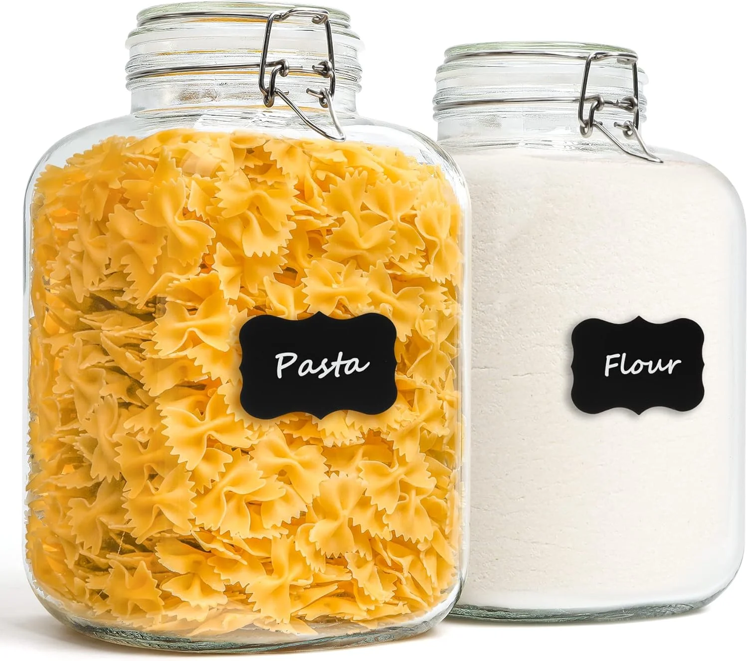 ظرف شیشه ای 4.5 لیتری ComSaf با درب، ظروف نگهداری آرد و شکر، ظروف نگهداری غلات، ظروف شیشه ای با درب محکم، ظروف بزرگ درب دار برای تخم مرغ ترشی، گیاهان دارویی، ست 2 عددی