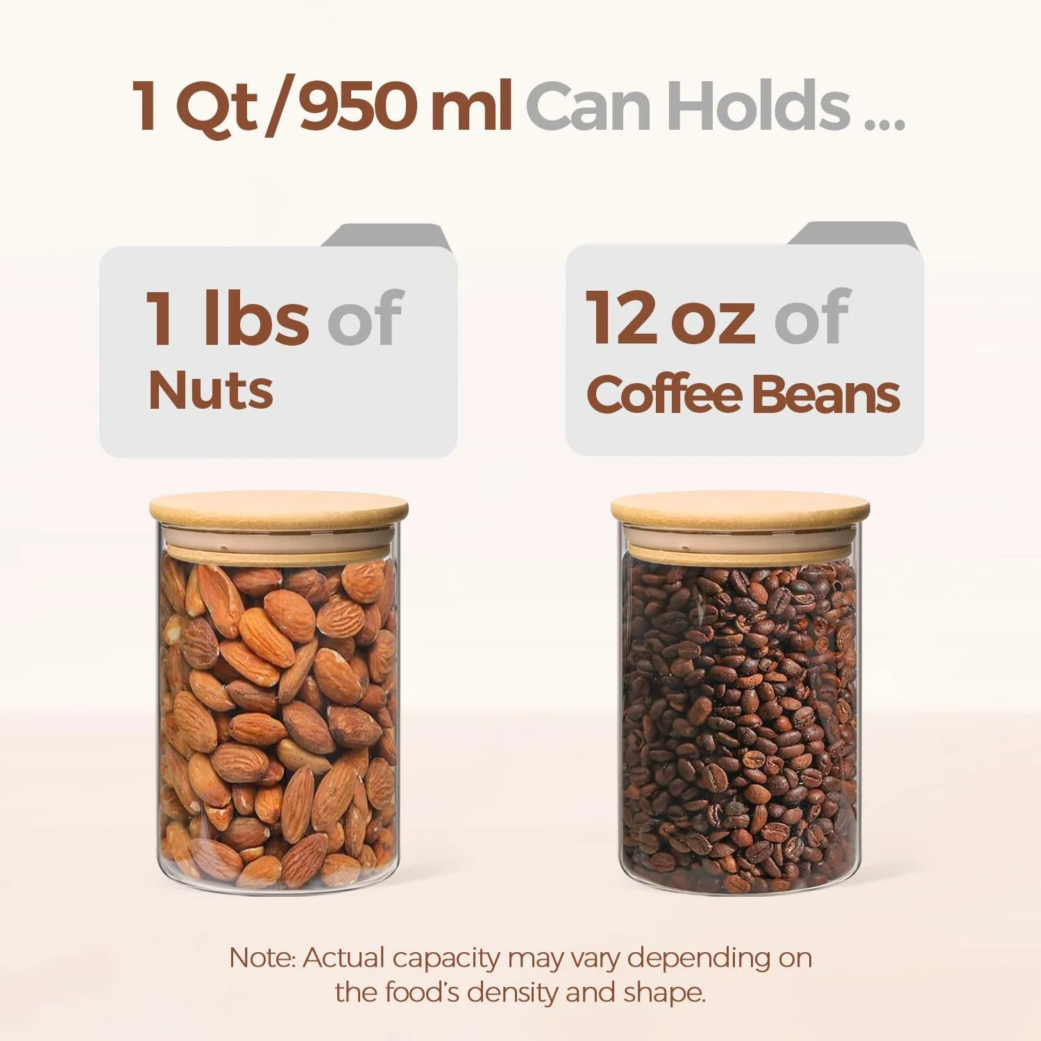 ست 6 عددی شیشه های نگهدارنده ComSaf با درب، 950 میلی لیتر، شیشه های نگهدارنده درب دار، درب های محکم، ظروف نگهدارنده، شیشه های نگهدارنده با درب چوبی، ظروف شیشه ای