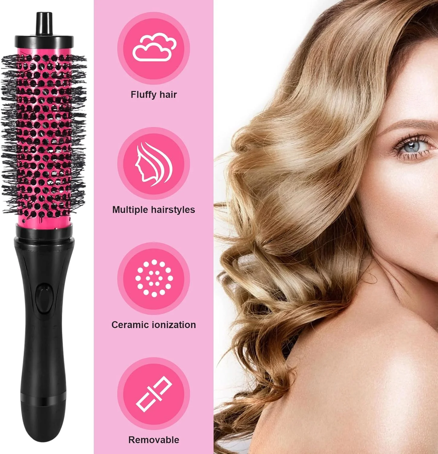 لیزنگ برس موی گرد سرامیکی یونی، برس حالت دهنده مو، مجموعه برس فر کننده (35mm*2, 40mm*2, 45mm*2)