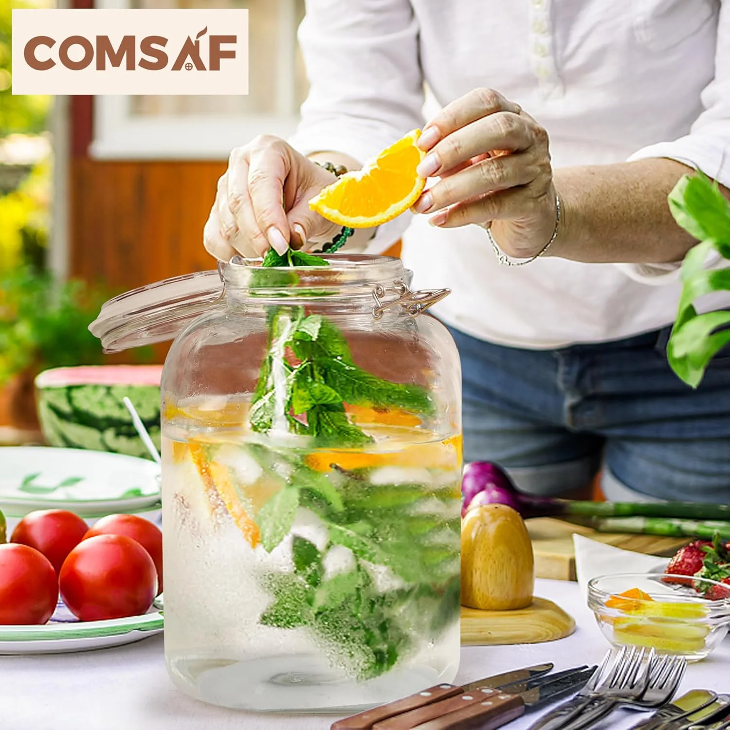 ظرف شیشه ای 4.5 لیتری ComSaf با درب، ظروف نگهداری آرد و شکر، ظروف نگهداری غلات، ظروف شیشه ای با درب محکم، ظروف بزرگ درب دار برای تخم مرغ ترشی، گیاهان دارویی، ست 2 عددی ظرف شیشه ای 4.5 لیتری ComSaf با درب، ظروف نگهداری آرد و شکر، ظروف نگهداری غلات، ظروف شیشه ای با درب محکم، ظروف بزرگ درب دار برای تخم مرغ ترشی، گیاهان دارویی، ست 2 عددی