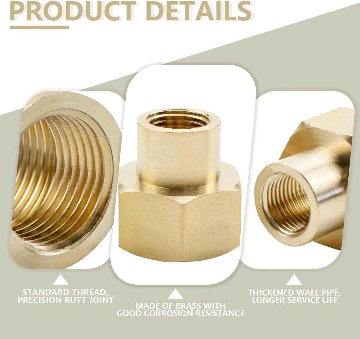 دو عدد اتصال کاهنده برنجی، رزوه ماده 1/4 اینچ به 1/2 اینچ BSP، اتصال کاهنده برنجی برای تبدیل اتصال لوله