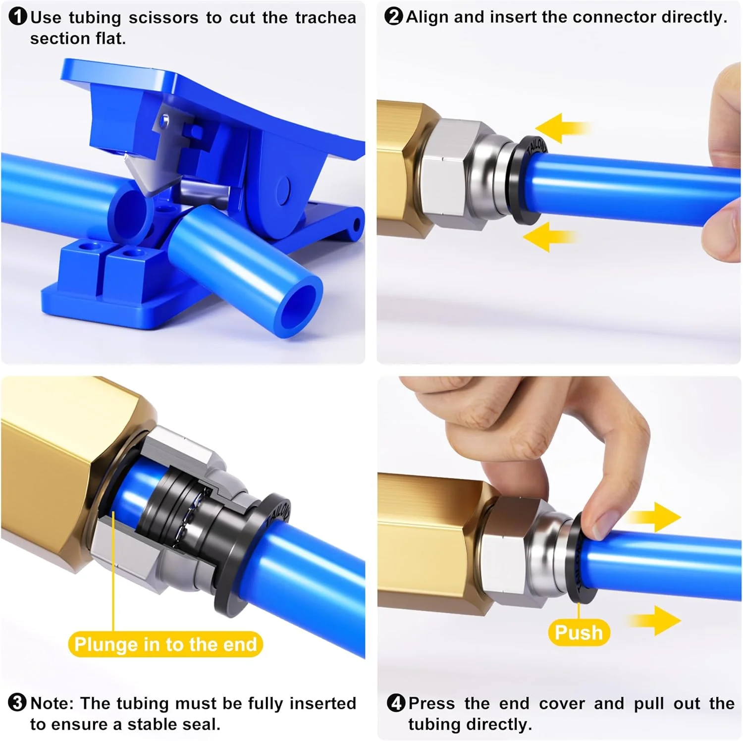 اتصالات پنوماتیک نر راست Tailonz، لوله 3/8 اینچ OD x رزوه 1/4 اینچ NPT، اتصال فشاری PC-3/8-N2 (بسته 10 عددی)