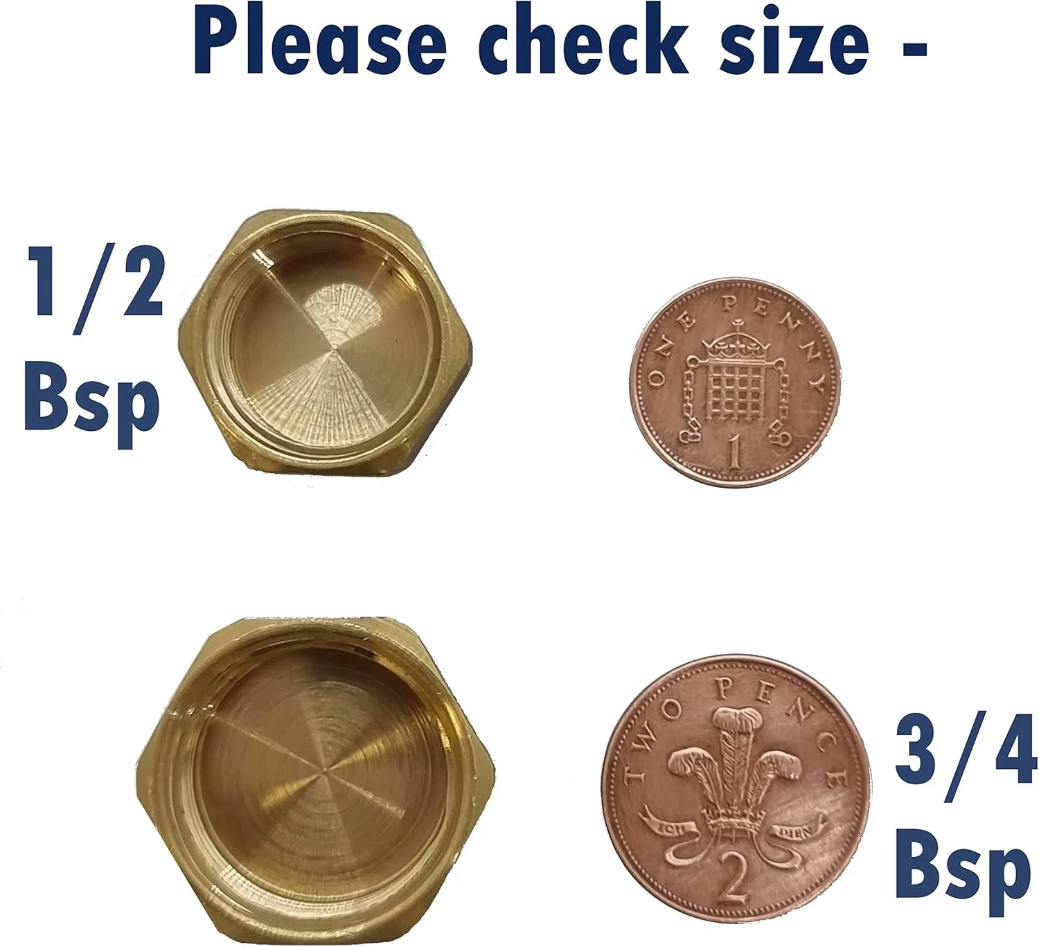 درپوش کورکننده اتصالات 15 میلی متری Pipestation® با رزوه مادگی 1/2 اینچ - بسته 2 عددی | اتصالات لوله کشی فشاری | درپوش های مهره ای کورکننده برنجی شش گوش | درپوش مسدود کننده 1/2 اینچی | درپوش های اتصالات برنجی | درپوش اتصالات لوله