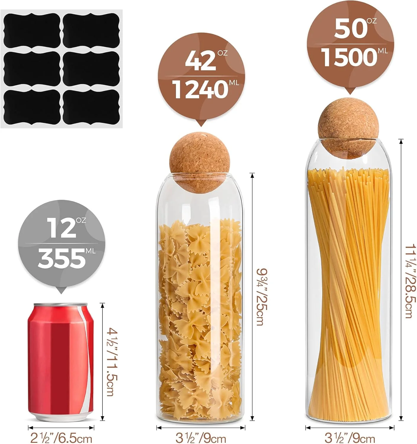 ظرف نگهداری شیشه ای ComSaf با توپ چوب پنبه ای، ظرف بلند شفاف اسپاگتی، نگهداری پاستا، شیشه های درب دار چوب پنبه ای برای نگهداری مواد غذایی در آشپزخانه، جا پنبه و گوش پاک کن داروخانه حمام ظرف نگهداری شیشه ای ComSaf با توپ چوب پنبه ای، ظرف بلند شفاف اسپاگتی، نگهداری پاستا، شیشه های درب دار چوب پنبه ای برای نگهداری مواد غذایی در آشپزخانه، جا پنبه و گوش پاک کن داروخانه حمام