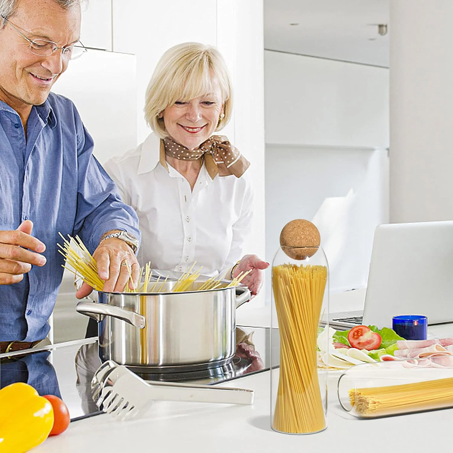 ظرف نگهداری شیشه ای ComSaf با توپ چوب پنبه ای، ظرف بلند شفاف اسپاگتی، نگهداری پاستا، شیشه های درب دار چوب پنبه ای برای نگهداری مواد غذایی در آشپزخانه، جا پنبه و گوش پاک کن داروخانه حمام ظرف نگهداری شیشه ای ComSaf با توپ چوب پنبه ای، ظرف بلند شفاف اسپاگتی، نگهداری پاستا، شیشه های درب دار چوب پنبه ای برای نگهداری مواد غذایی در آشپزخانه، جا پنبه و گوش پاک کن داروخانه حمام