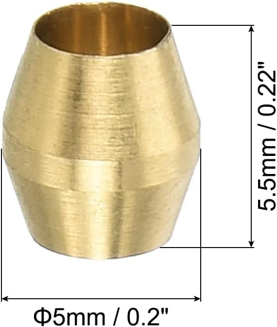 فِرول های فشاری PATIKIL با شناسه 1/8 اینچ، بسته 10 عددی فِرول های برنجی، کیت اتصالات فشاری برای لوله های آب، روغن و هوا