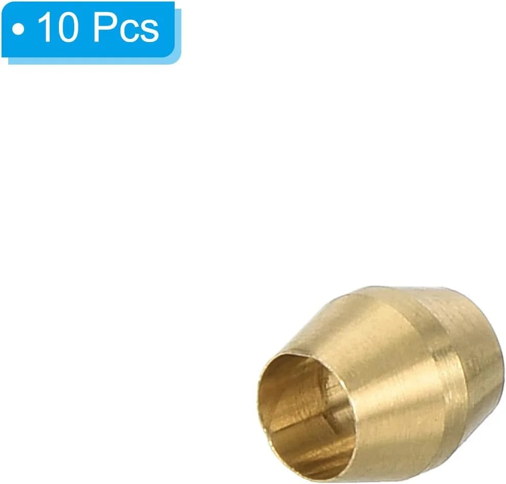 فِرول های فشاری PATIKIL با شناسه 1/8 اینچ، بسته 10 عددی فِرول های برنجی، کیت اتصالات فشاری برای لوله های آب، روغن و هوا