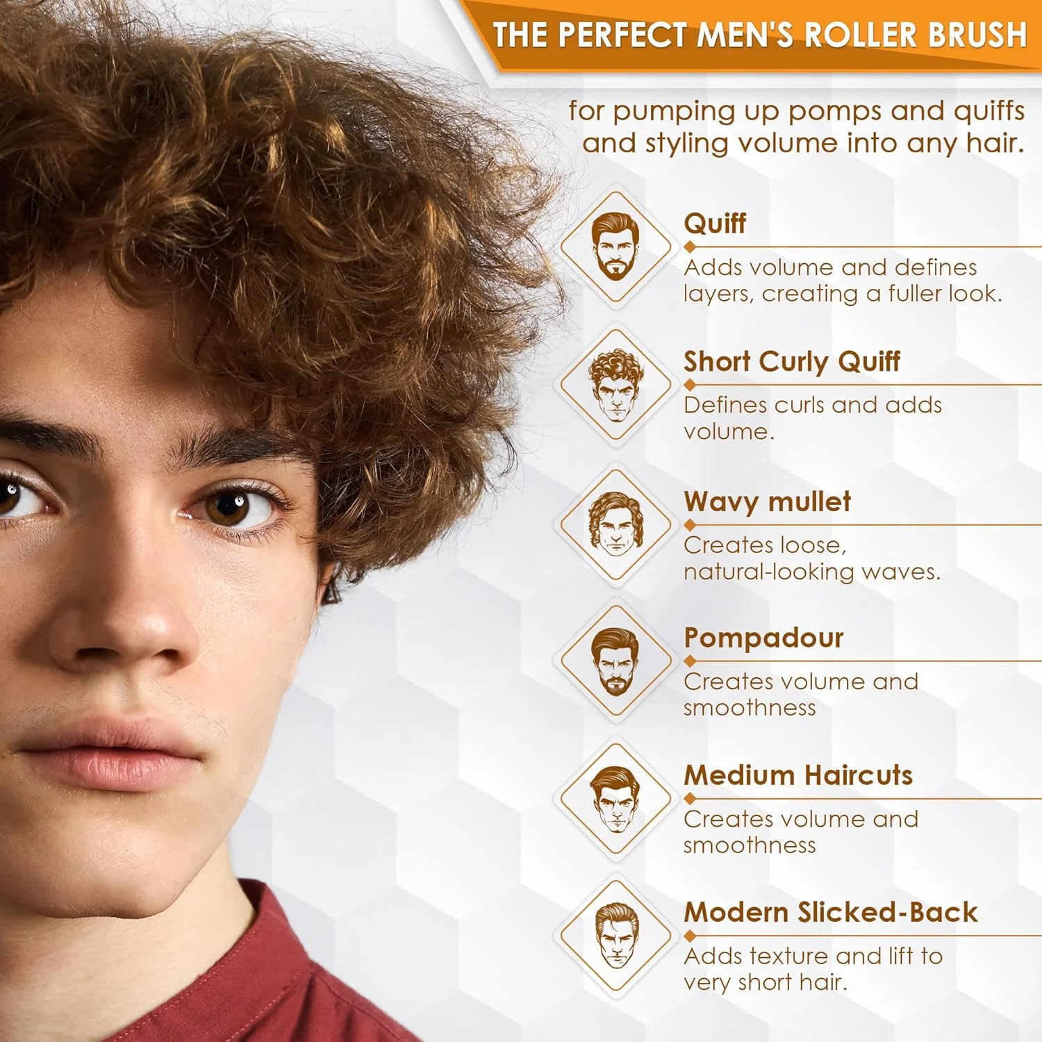 برس گرد حالت دهنده مو کوبه پروفشنال با دسته لاستیکی قرمز - برس موی صاف، برس موی فر، برس گرد ایده آل برای مردان و آرایشگران برس گرد حالت دهنده مو کوبه پروفشنال با دسته لاستیکی قرمز - برس موی صاف، برس موی فر، برس گرد ایده آل برای مردان و آرایشگران