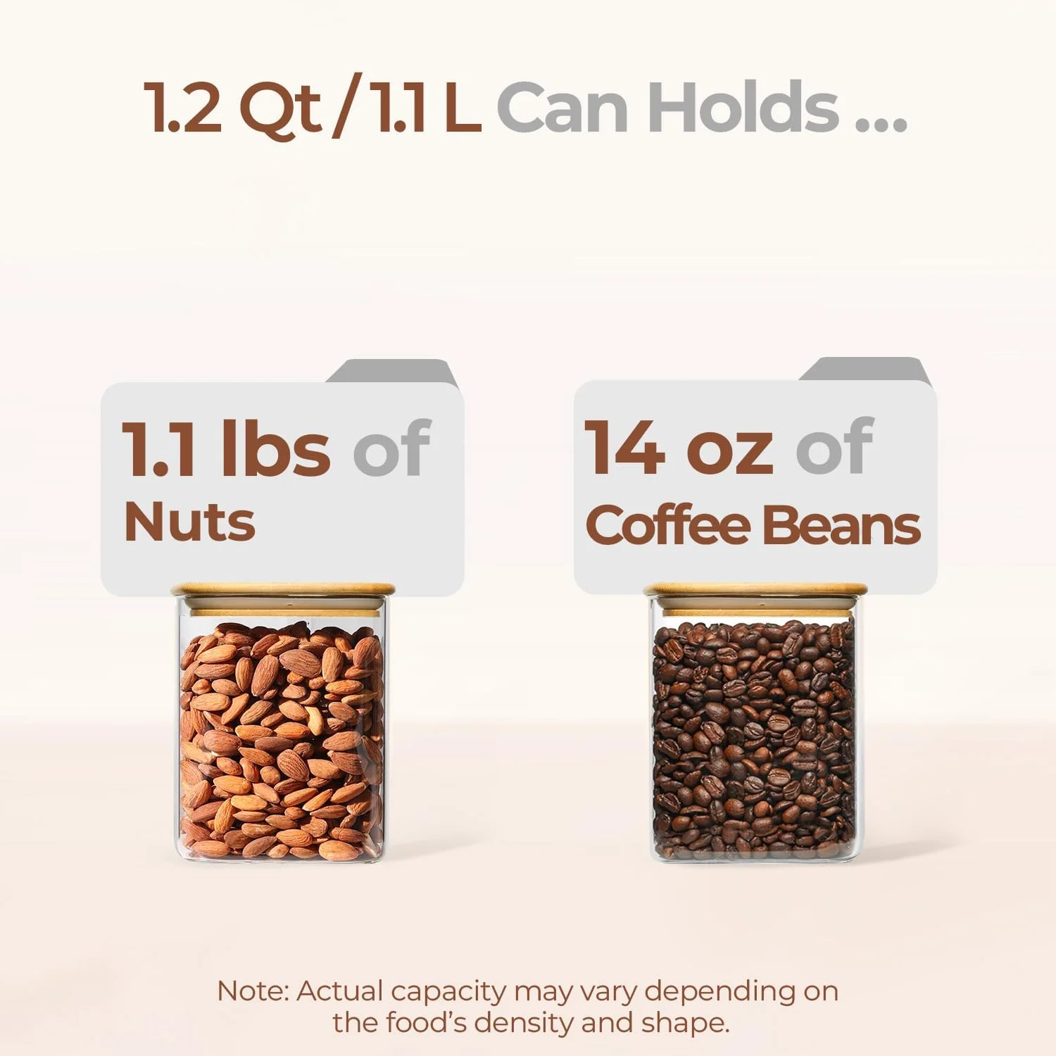 ست 4 عددی ظروف شیشه ای ComSaf با درب بامبو، ظروف ادویه ضد هوا، ظروف قابل چیدن برای مواد غذایی آشپزخانه، ظروف نگهداری مواد غذایی با درب برای قهوه، شکر، چای، آجیل، انبار