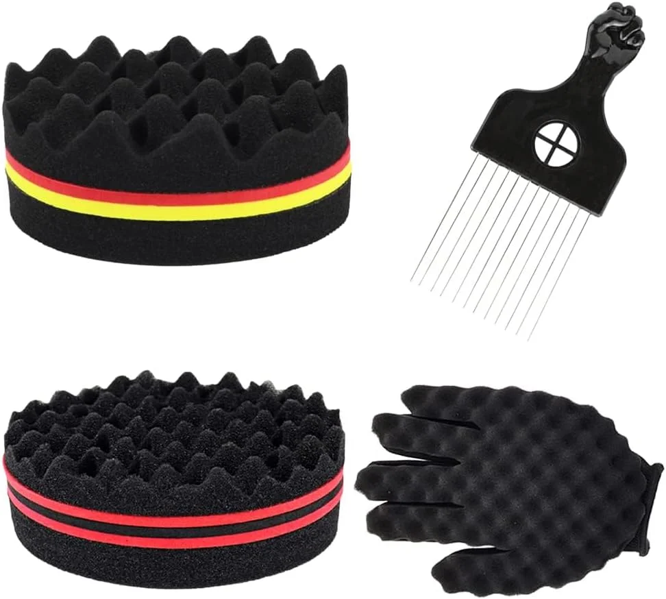 ست شانه پیک آفرو KOWVOWZ، اسفنج برس جادویی آرایشگری، اسفنج برس موی پیچ برای فر کردن موی مردان سیاه پوست به همراه دستکش + برس پیچ دو طرفه ست شانه پیک آفرو KOWVOWZ، اسفنج برس جادویی آرایشگری، اسفنج برس موی پیچ برای فر کردن موی مردان سیاه پوست به همراه دستکش + برس پیچ دو طرفه