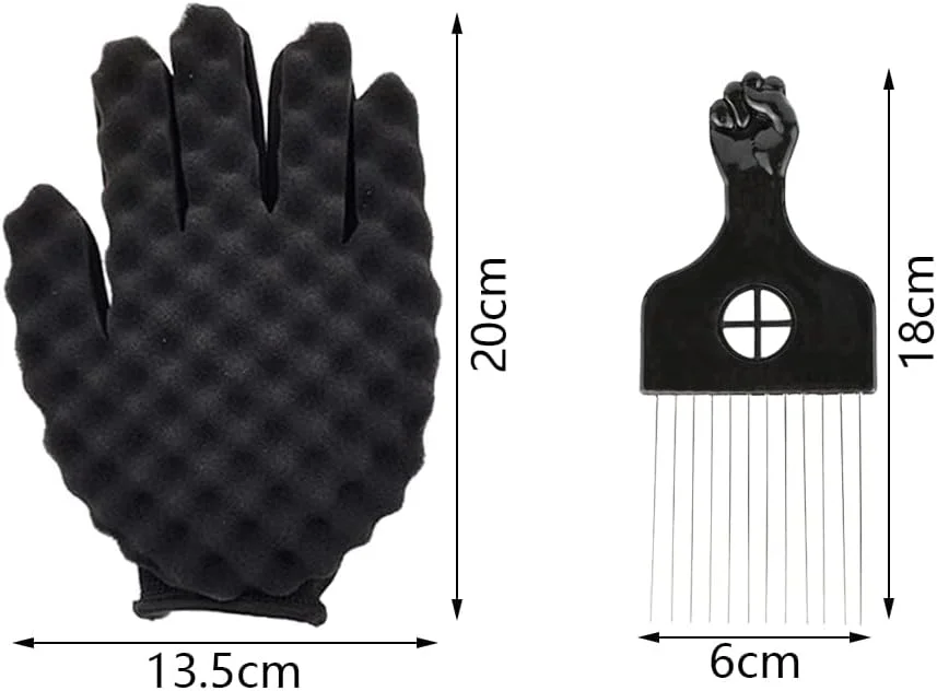 ست شانه پیک آفرو KOWVOWZ، اسفنج برس جادویی آرایشگری، اسفنج برس موی پیچ برای فر کردن موی مردان سیاه پوست به همراه دستکش + برس پیچ دو طرفه ست شانه پیک آفرو KOWVOWZ، اسفنج برس جادویی آرایشگری، اسفنج برس موی پیچ برای فر کردن موی مردان سیاه پوست به همراه دستکش + برس پیچ دو طرفه